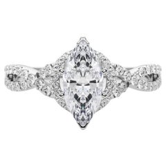 GIA Certified 1.51 Carat Solitaire Marquise Halo Infinity Diamond Ring