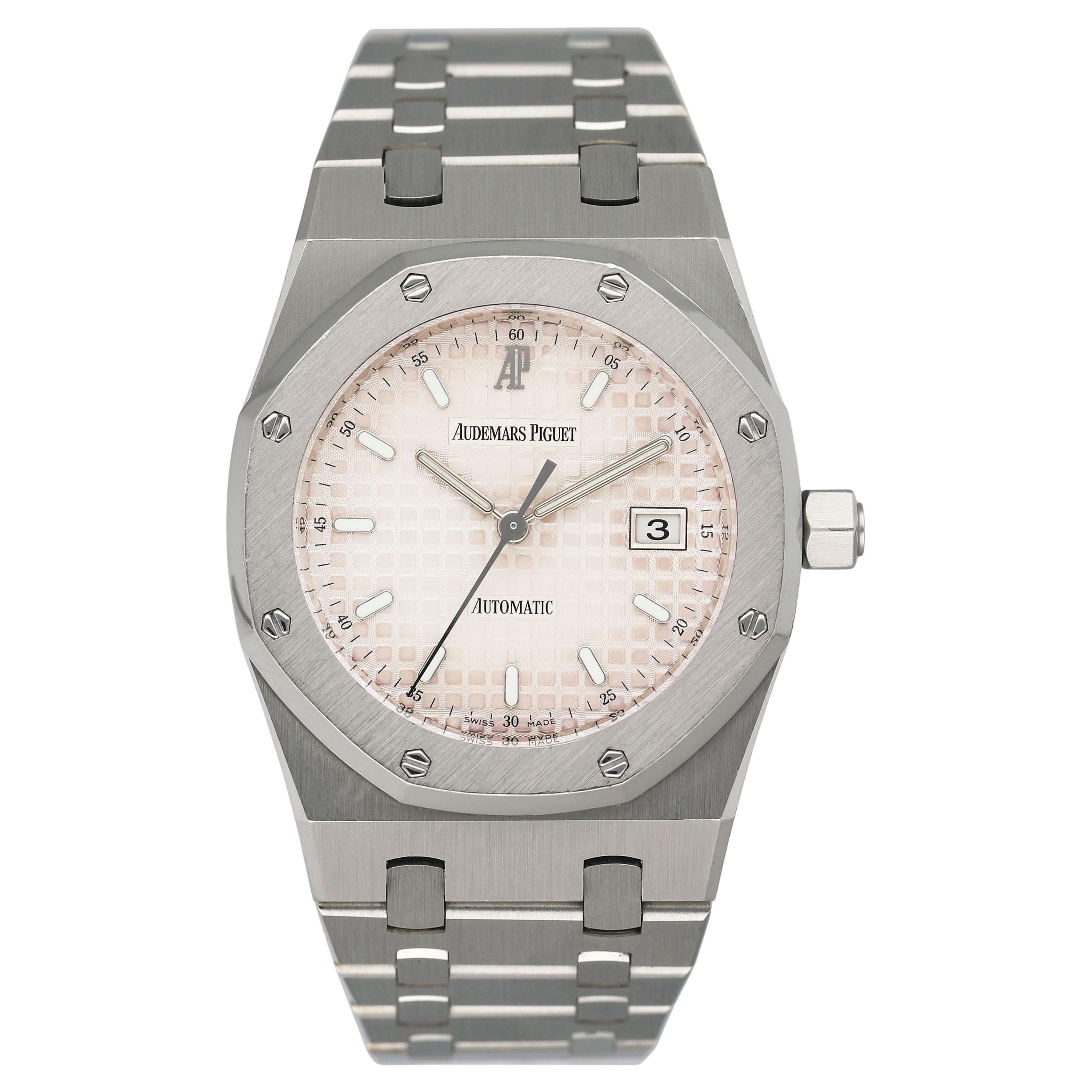 Audemars Piguet 15000ST Weißes Zifferblatt Edelstahl Damenuhr mit Papieren im Angebot