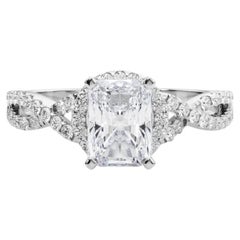 GIA Certified 2.51 Carati Solitaire Radiant Halo Infinity Platinum Diamond Ring