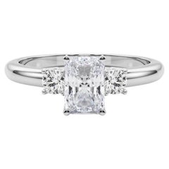 GIA 1,23ct Radiant 3-Stone Passato, presente e futuro Anello con diamante