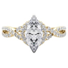 GIA Certified 2.21 Carat Solitaire Marquise Halo Infinity Diamond Ring