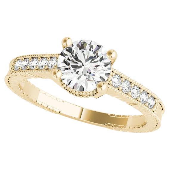 Bague à diamant vintage certifié GIA de 2.7 carat rond à double panier