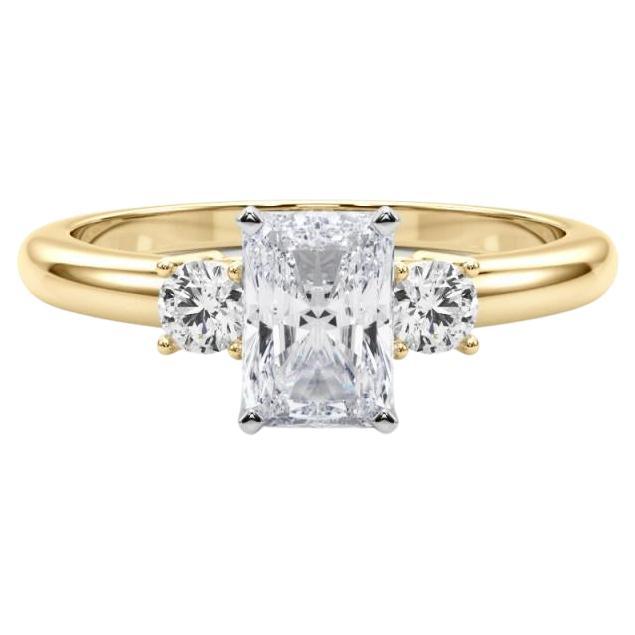 GIA 2.01ct Radiant 3-Stone Past, Present 
Future 18K Yellow Gold Diamond Ring