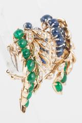 Fasano Turin Italy Multi Gem Set Gold Clip-On Earrings