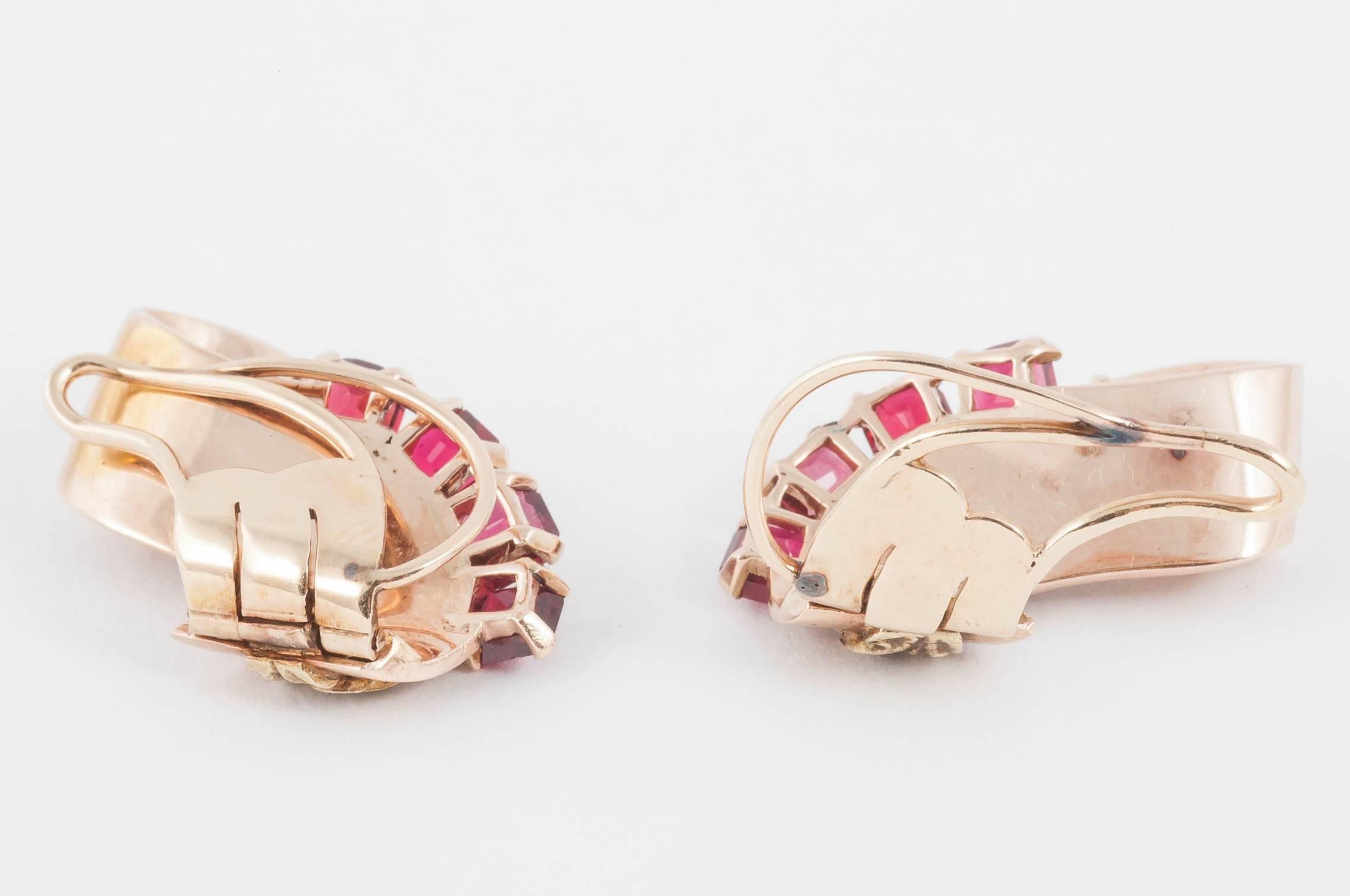 Le Roy et Fils London Spinel Diamond Gold Clip-On Earrings For Sale 1
