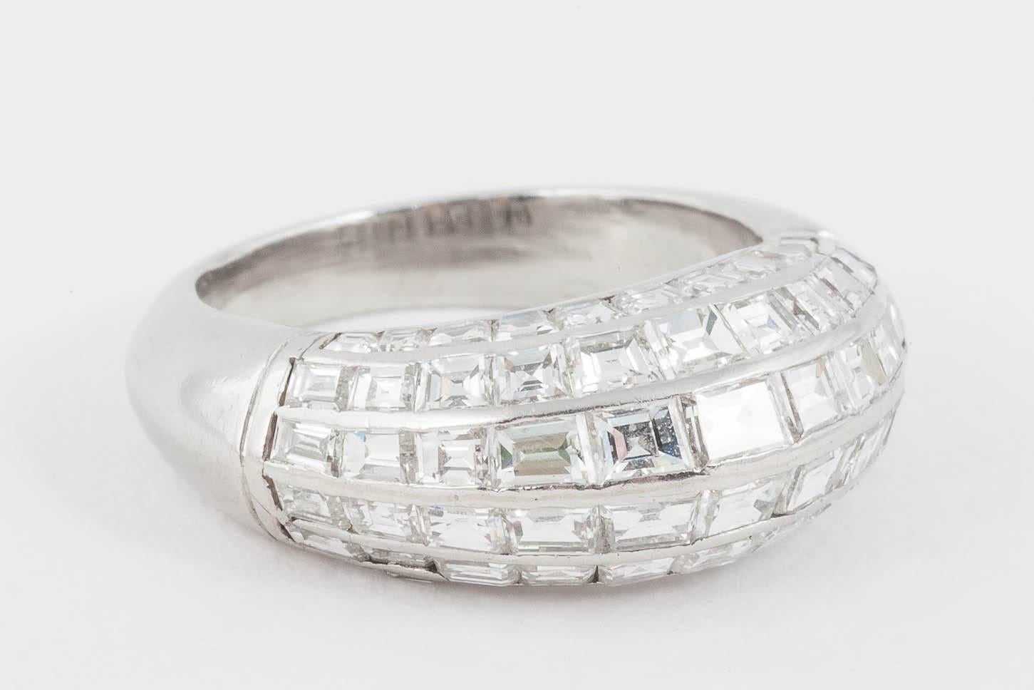 Art Deco Domed Diamond Ring Set in Platinum For Sale