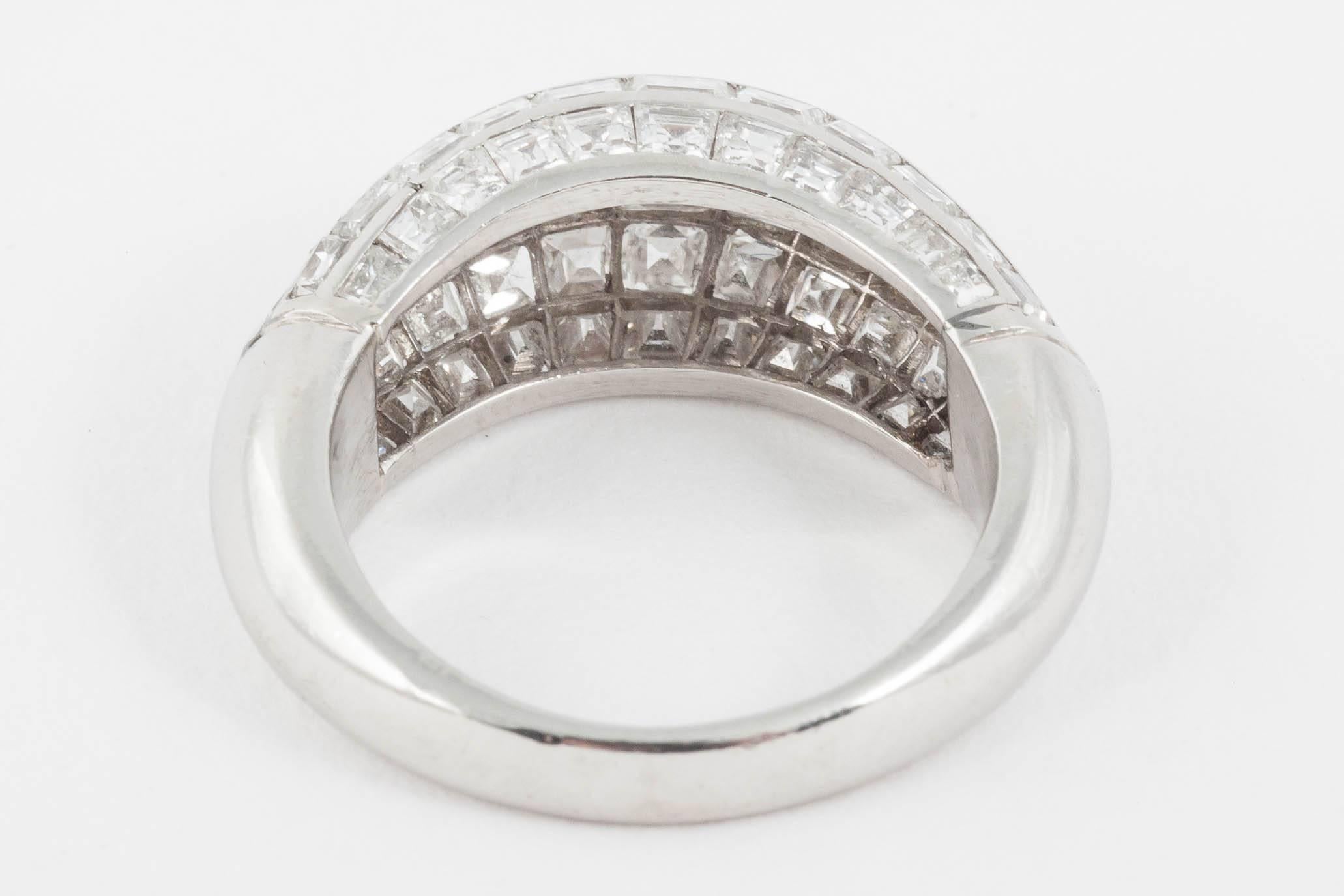 Domed Diamond Ring Set in Platinum In Excellent Condition For Sale In London, GB