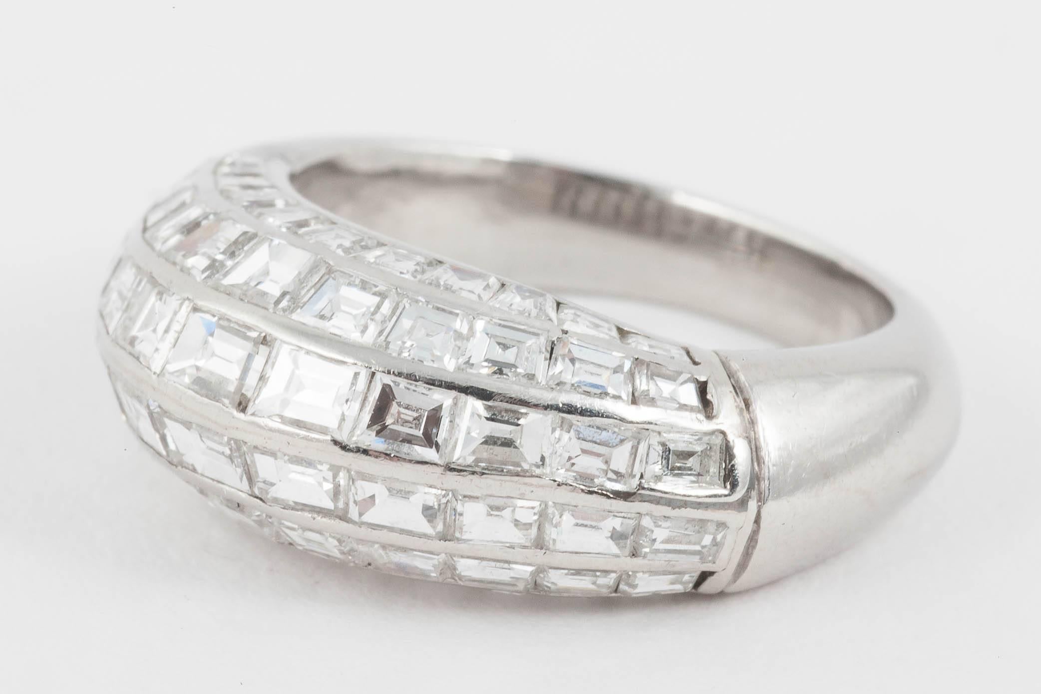 Women's Domed Diamond Ring Set in Platinum For Sale