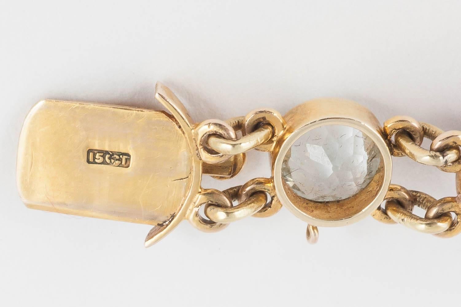 Women's Amethyst Aquamarine Gold Bracelet For Sale