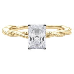 Bague à diamant certifiée GIA 2.01 carat Radiant Twisted Braided Band