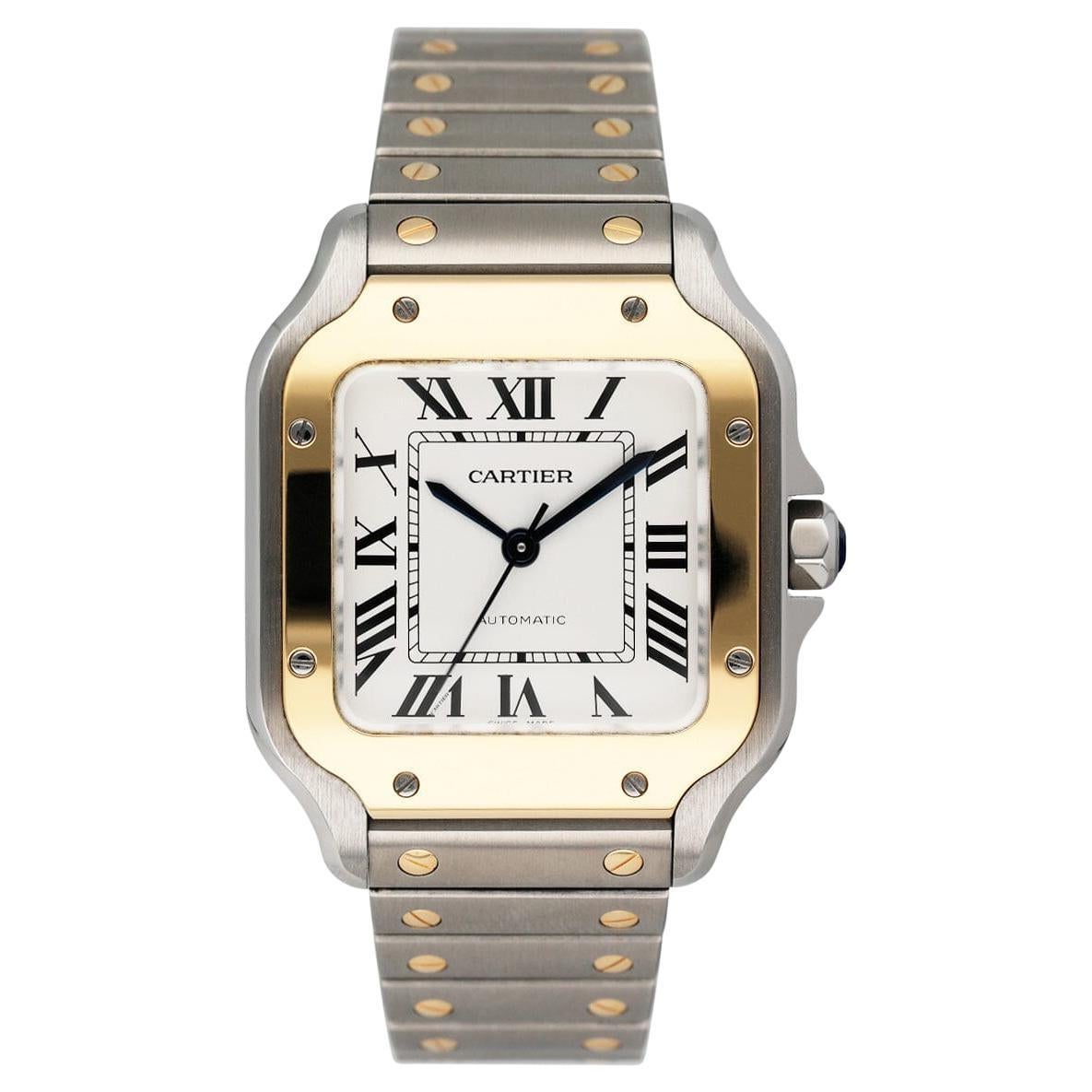 Cartier Santos De Cartier W2SA0016 Midsize Two-Tone Ladies Watch Box Papers