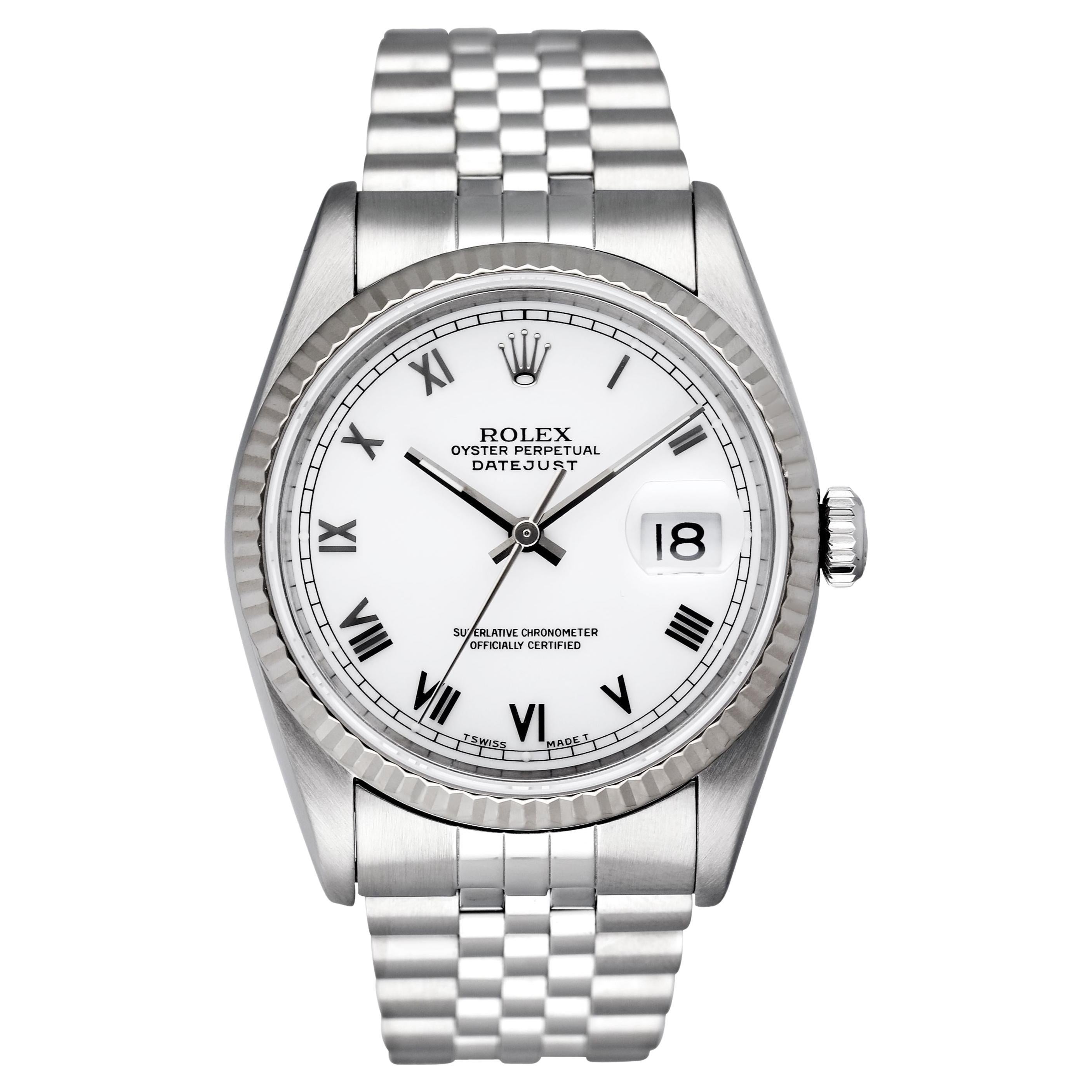 Rolex Datejust 16234 Weißes Zifferblatt Herrenuhr im Angebot