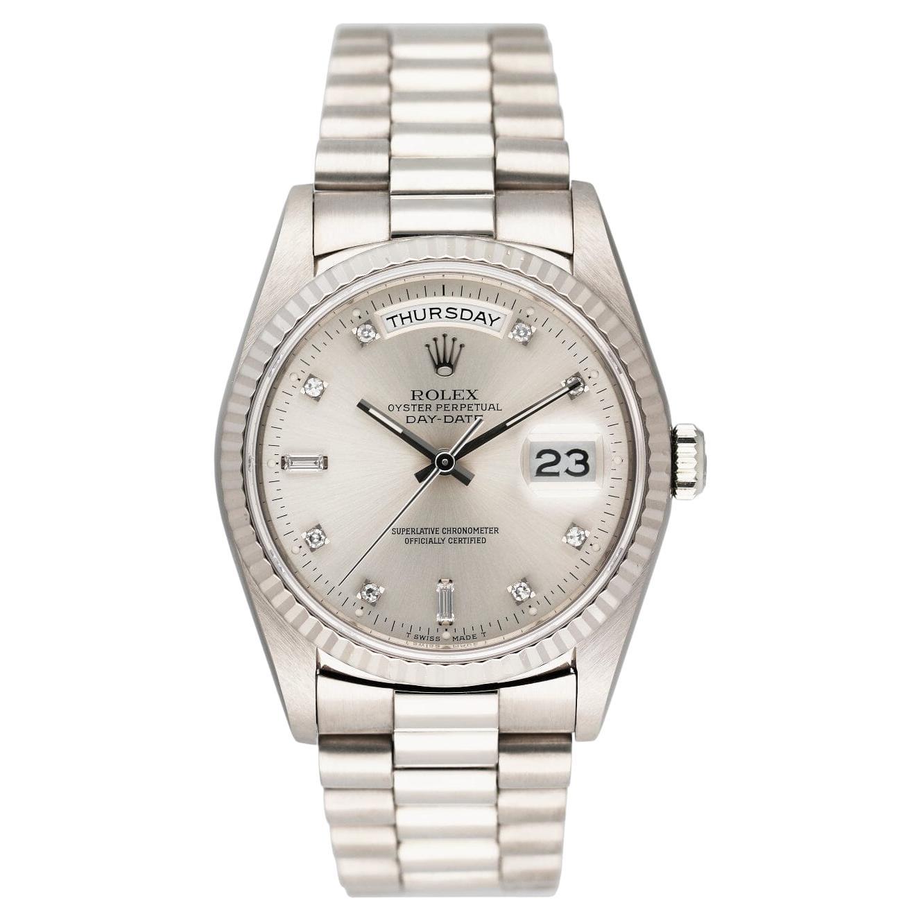 Rolex Day Date 18239 President 18K Weißgold Diamant-Zifferblatt Herrenuhr