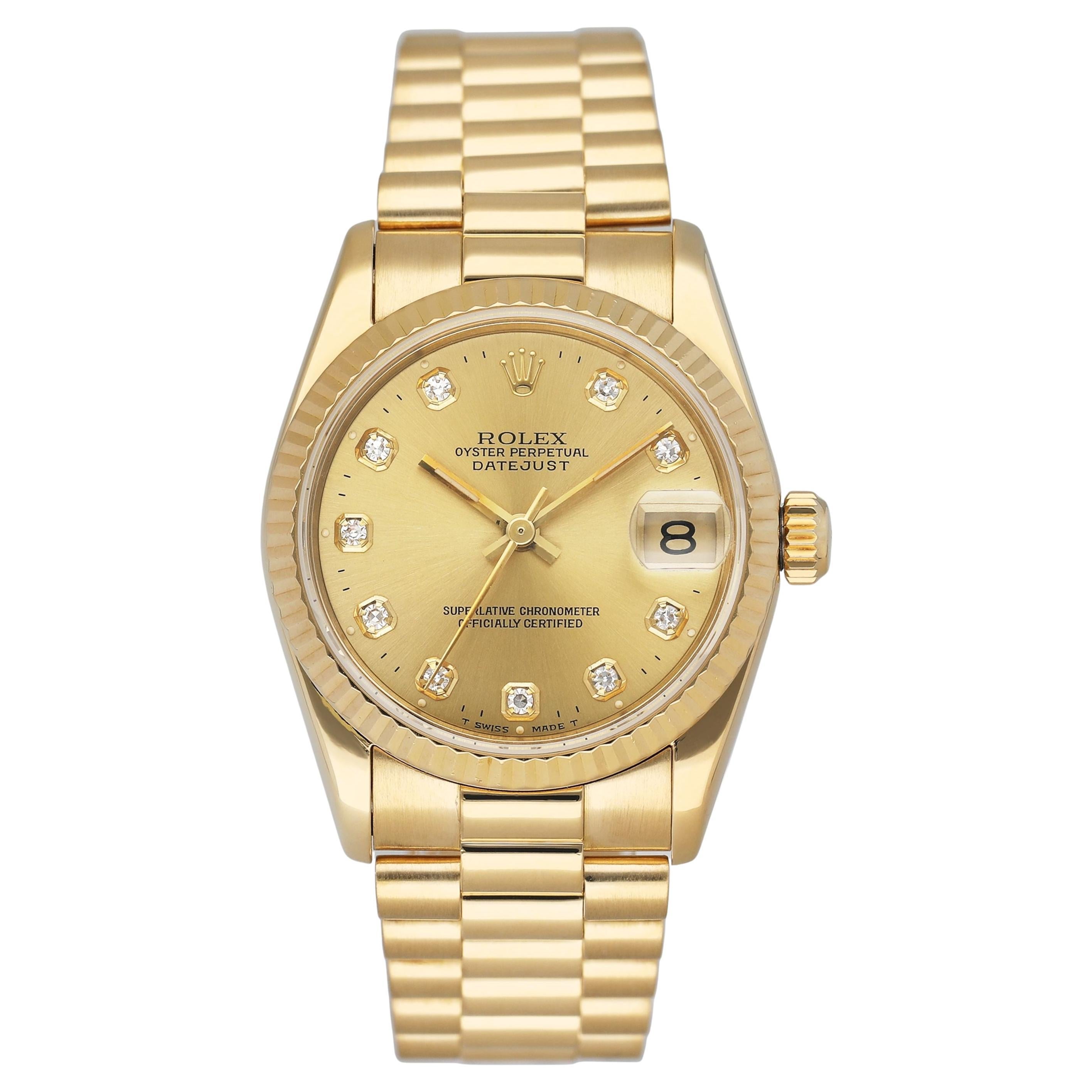 Rolex DateJust 68278 Diamond Champagne Dial Ladies Watch