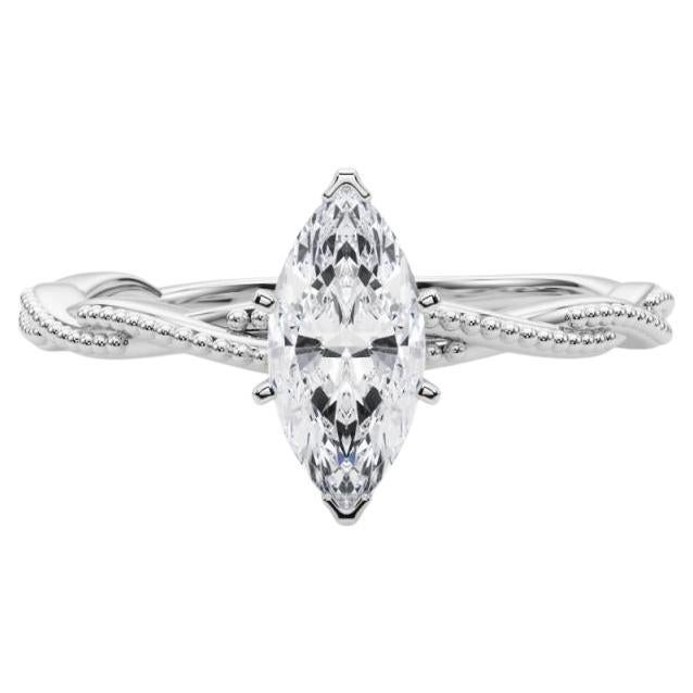 GIA zertifiziert 2,01 Karat Marquise geflochtene Band Diamantring