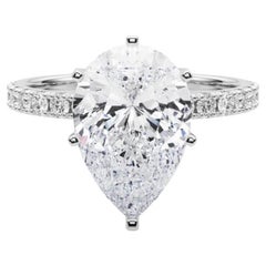 GIA 4.01ct Pear Solitaire with Half Eternity 18K White Gold Diamond Ring