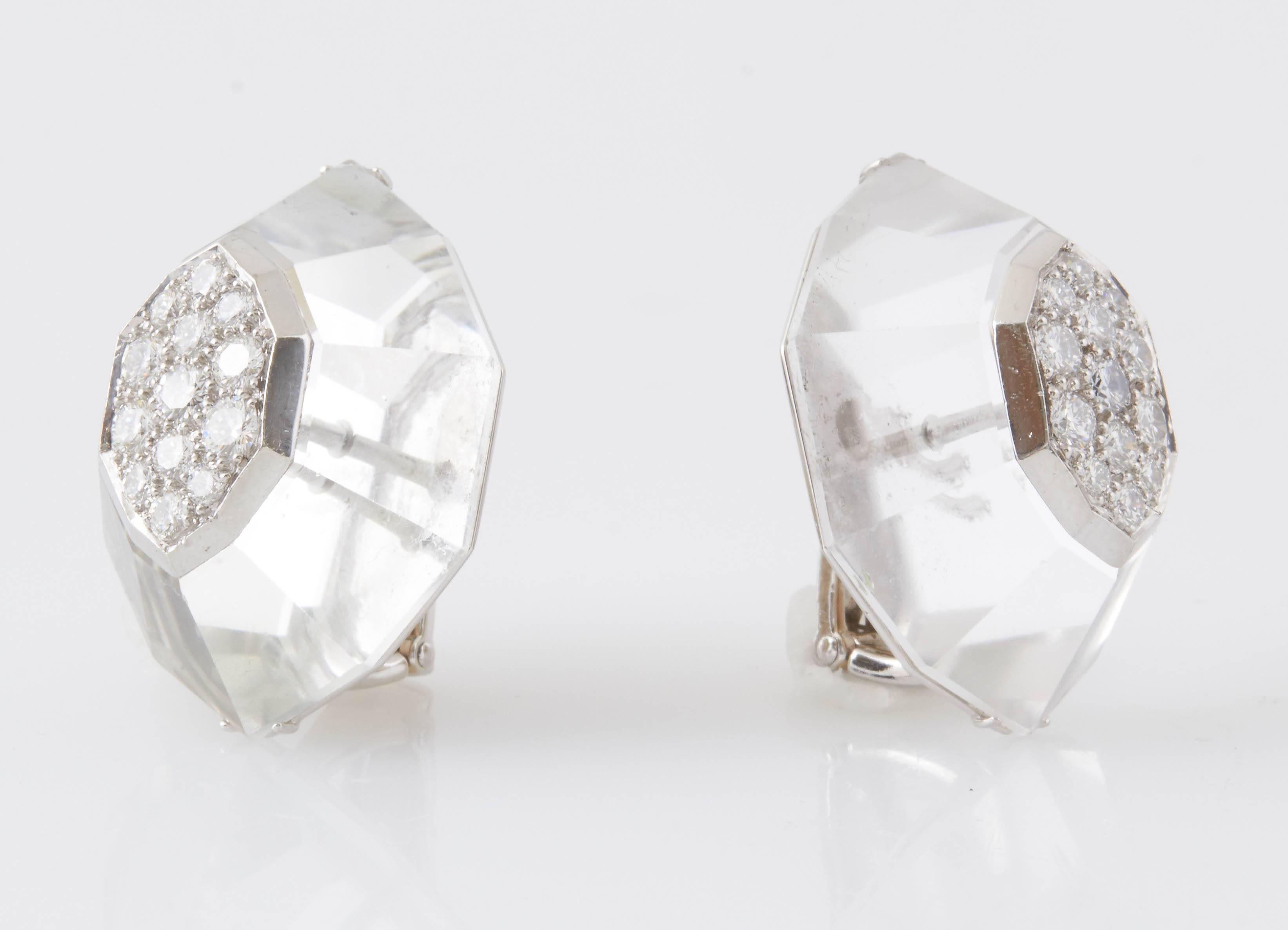 David Webb Rock Crystal Earrings For Sale 1