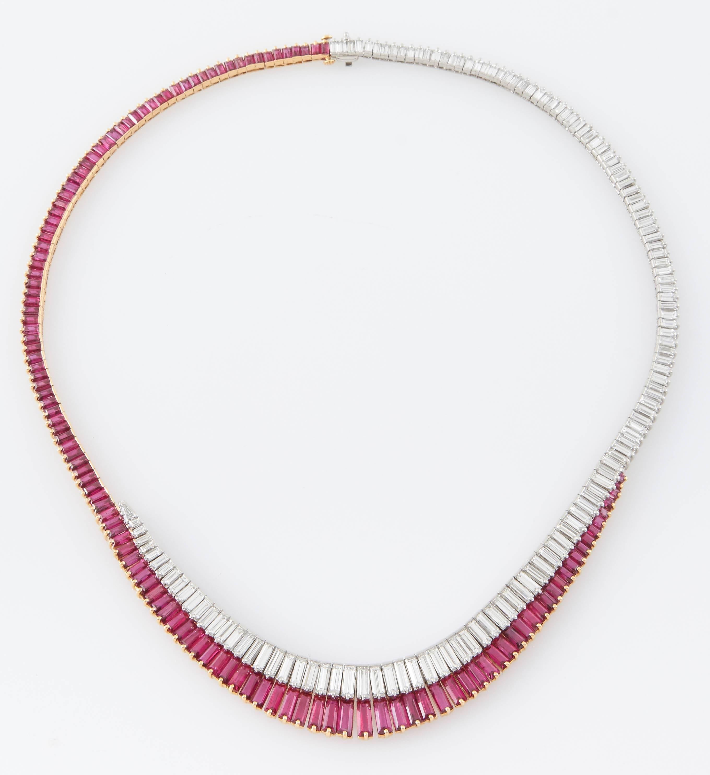 Oscar Heyman Ruby Diamond Necklace In Excellent Condition In New York, NY