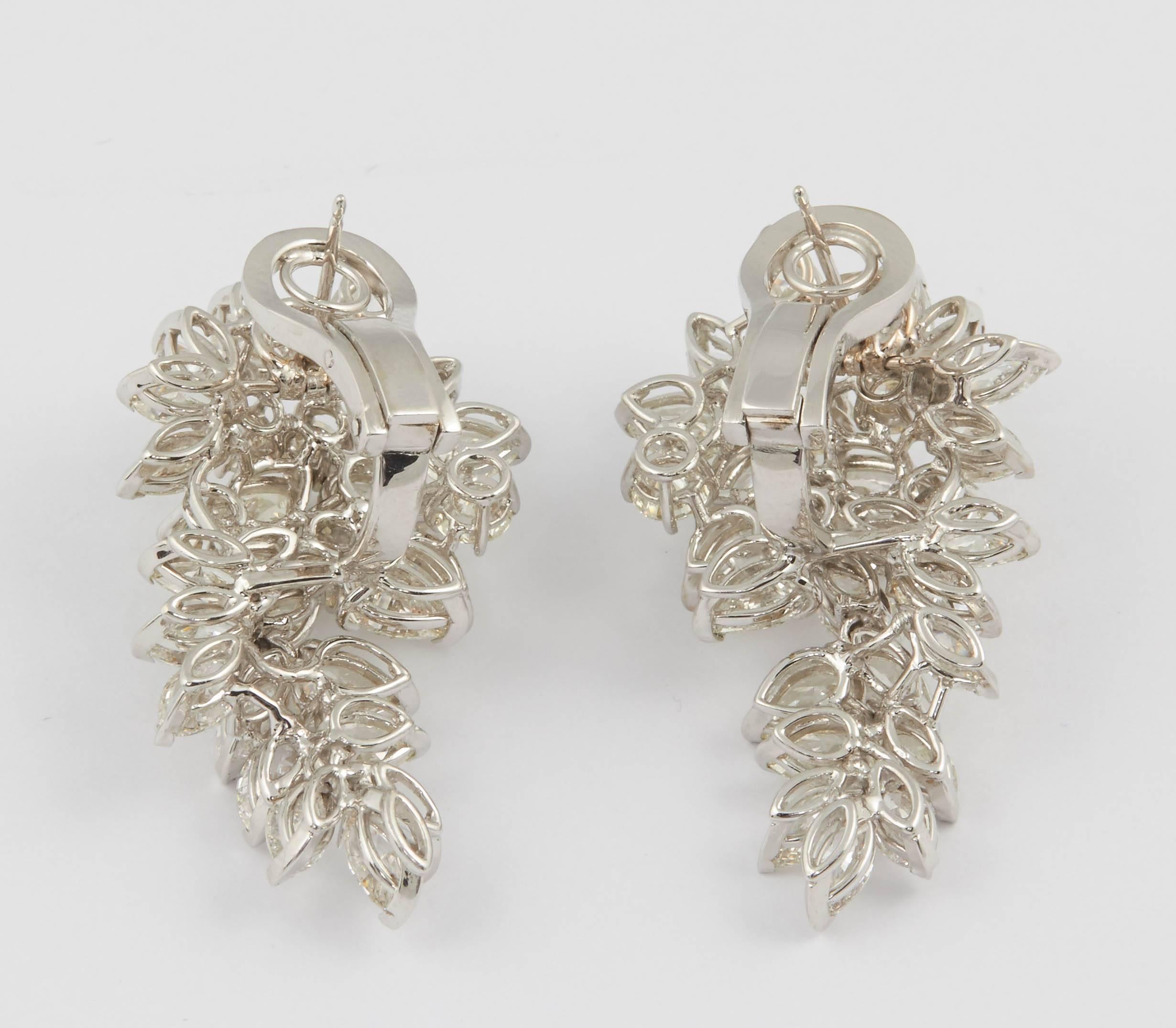 Cluster Diamond White Gold Dangle Earrings 2