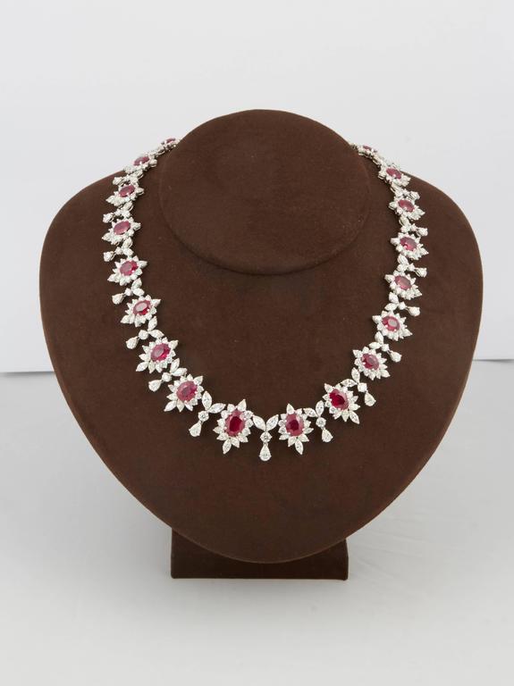 Women's Important Burma Ruby and Diamond Necklace For Sale