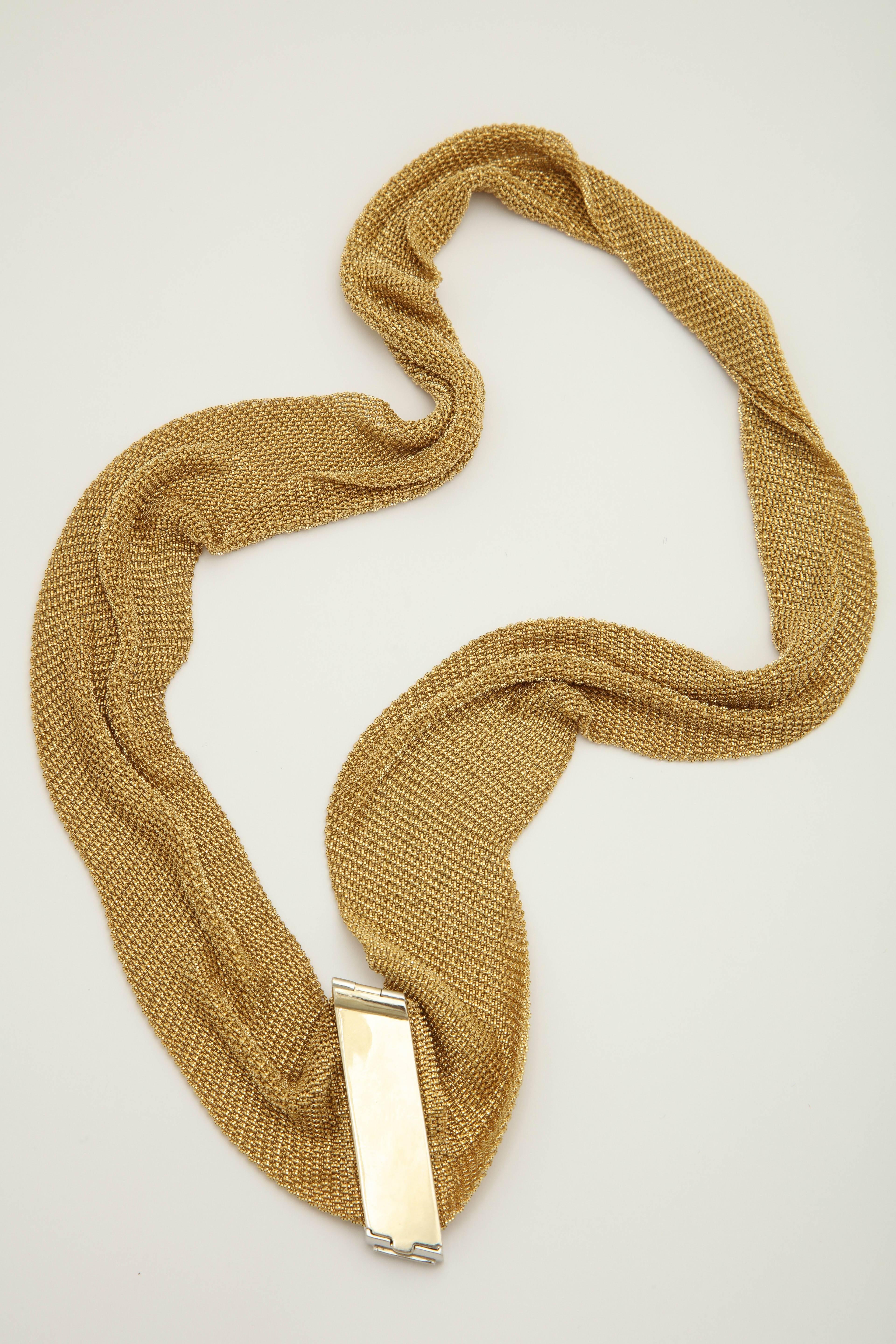 Yuri Ichihashi Mesh Scarf Gold Wrap Necklace with Detachable Diamond Clasp 1