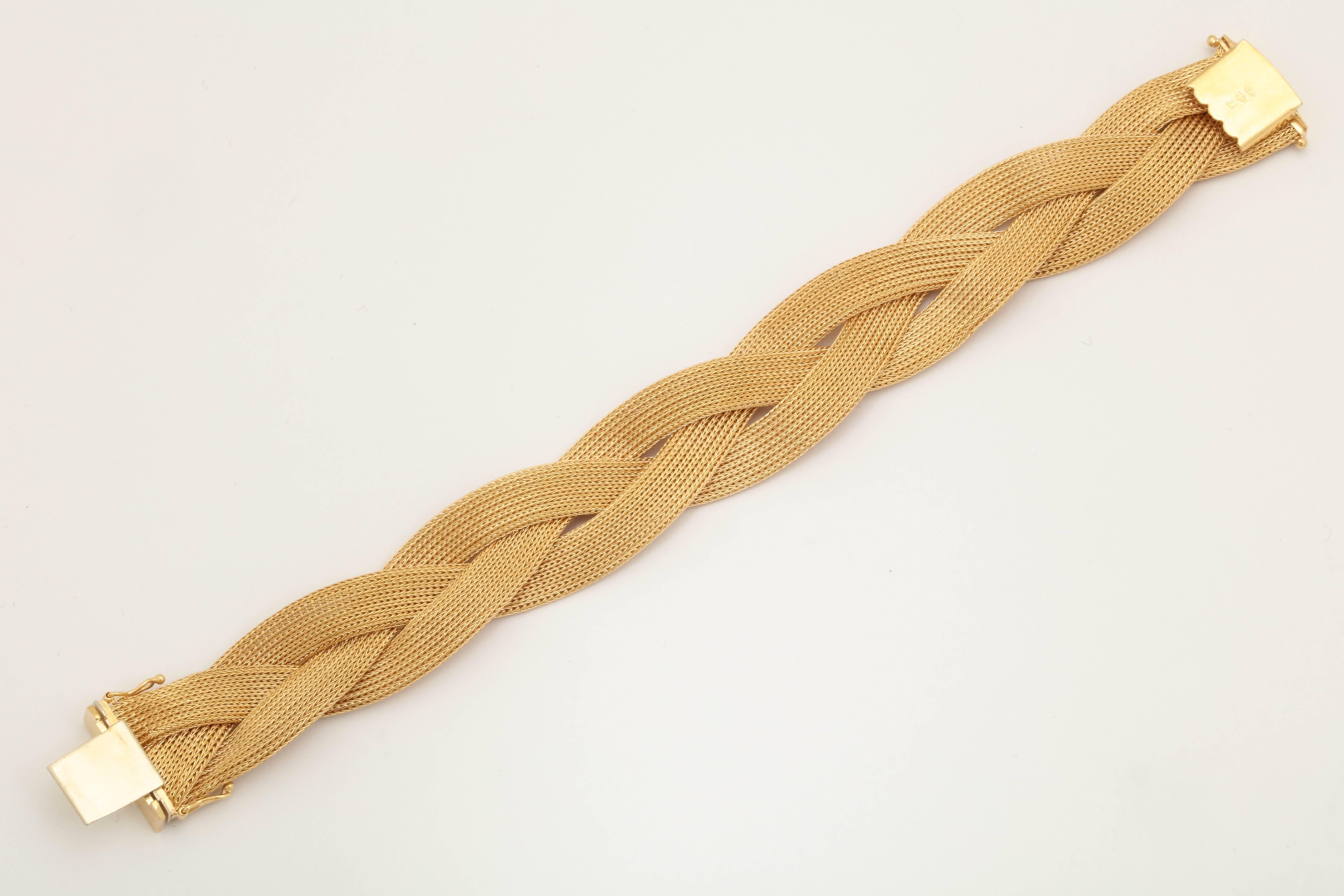 gold braided mesh bracelet