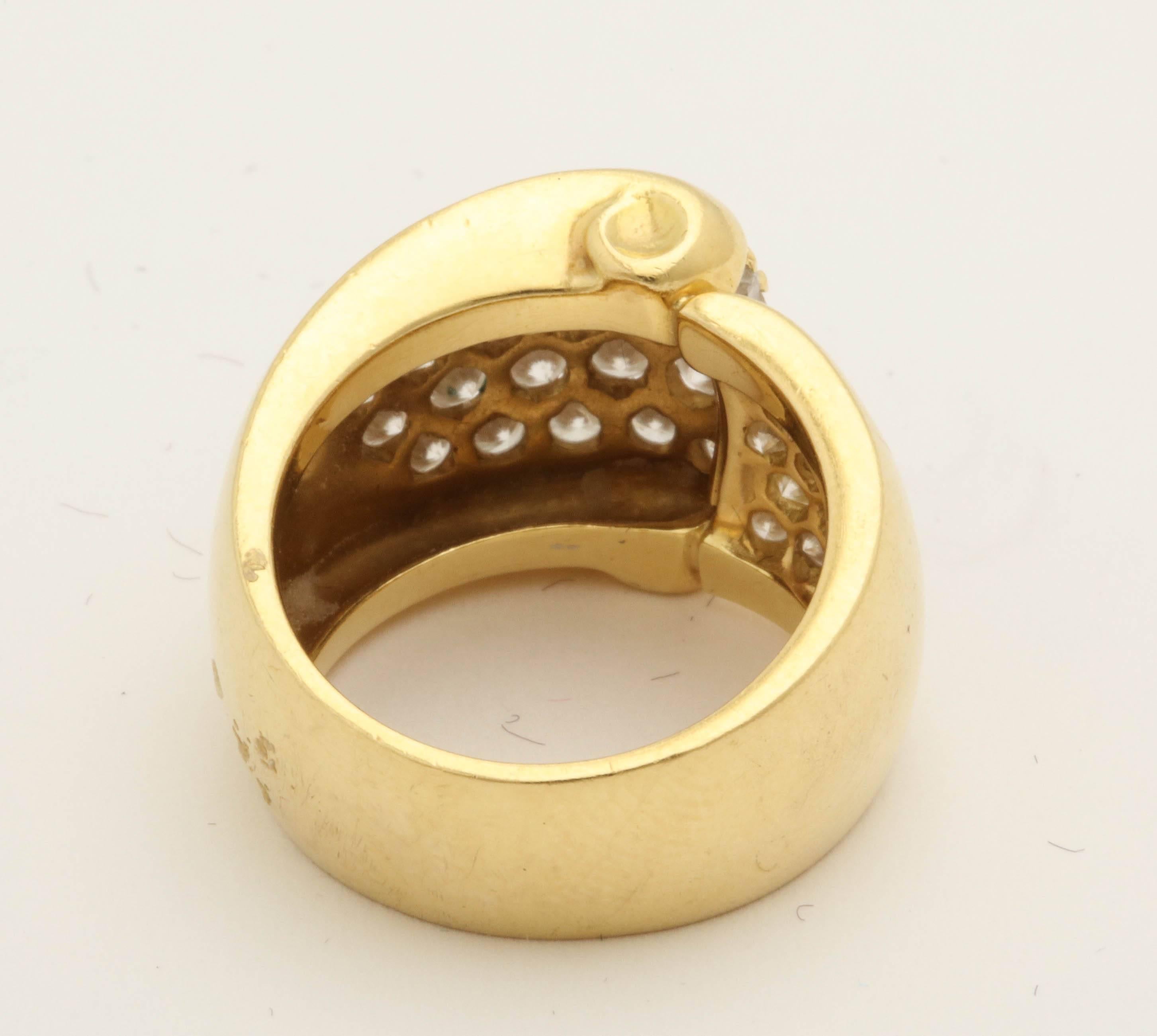 1980s Chic Architectural Diamond Gold Cocktail Ring 1