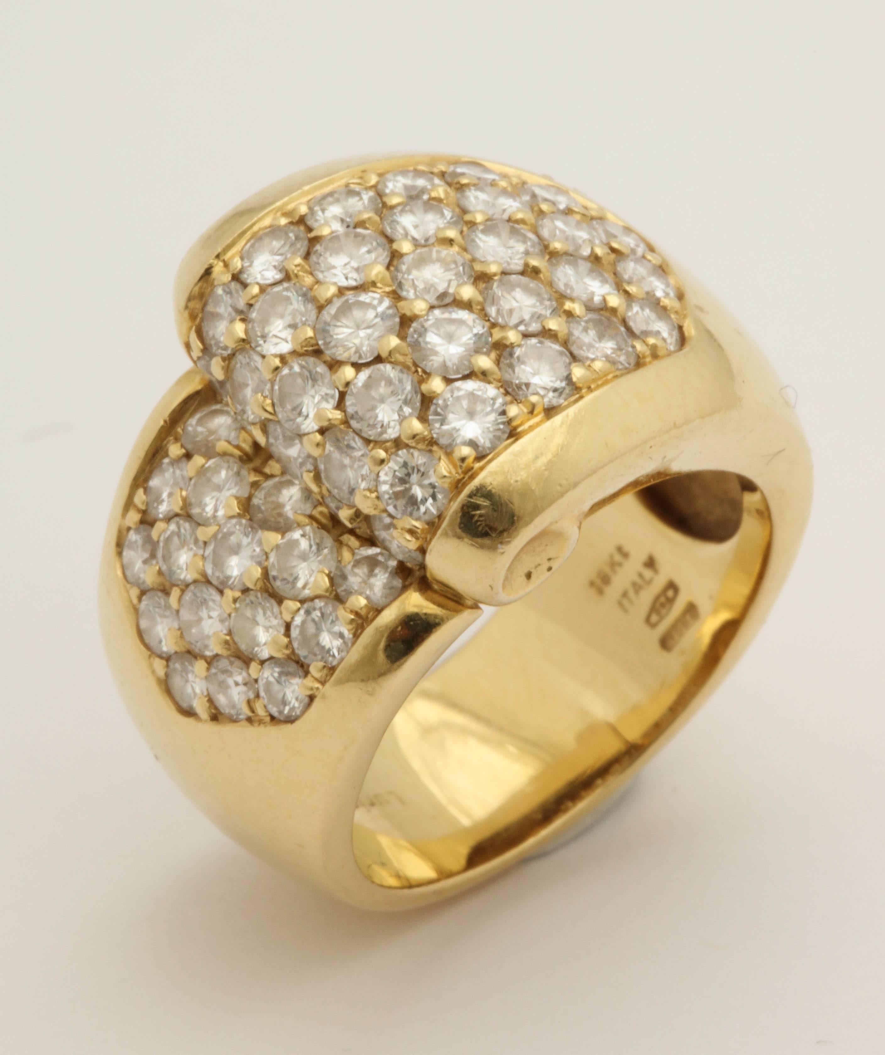 1980s Chic Architectural Diamond Gold Cocktail Ring 2
