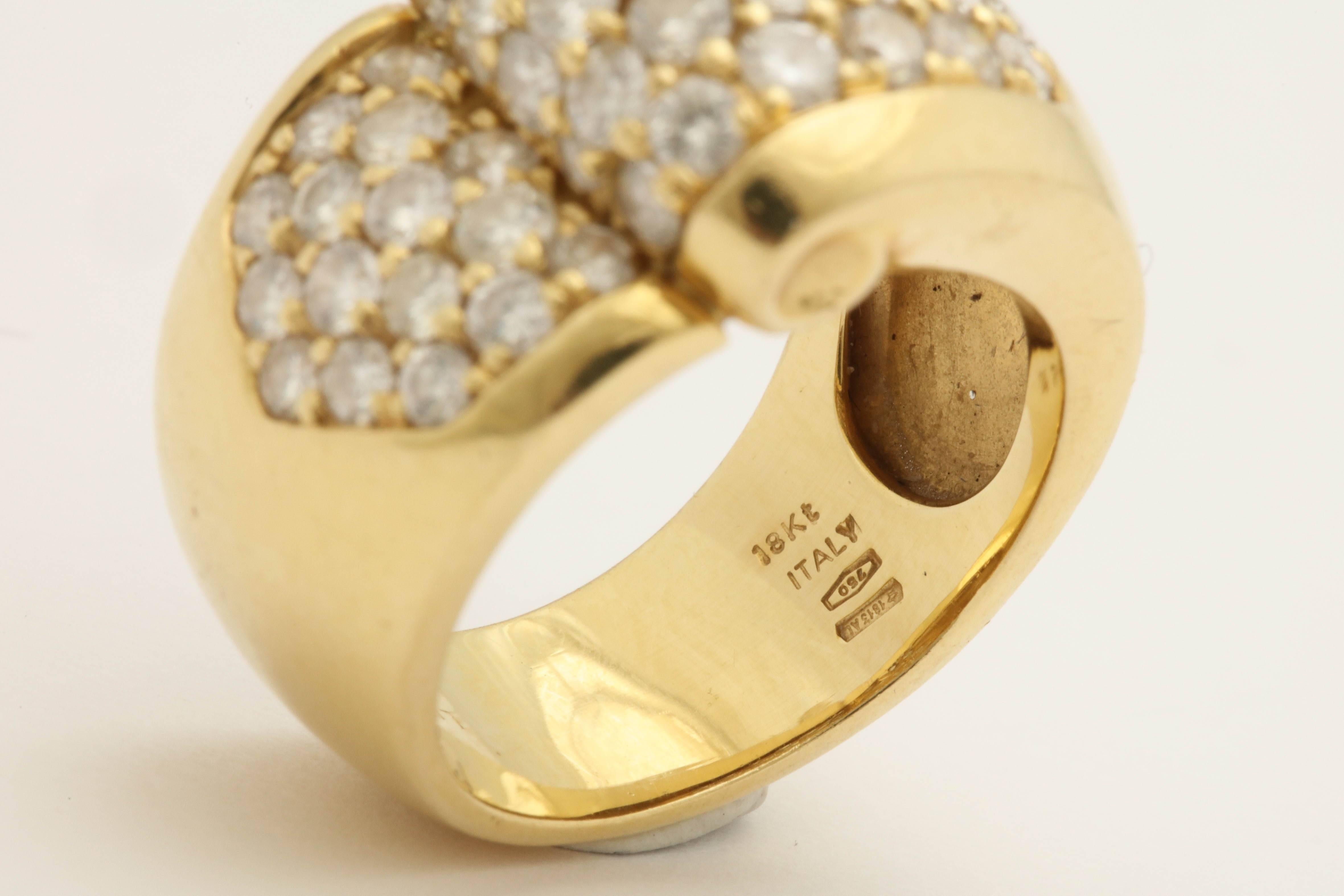1980s Chic Architectural Diamond Gold Cocktail Ring 3