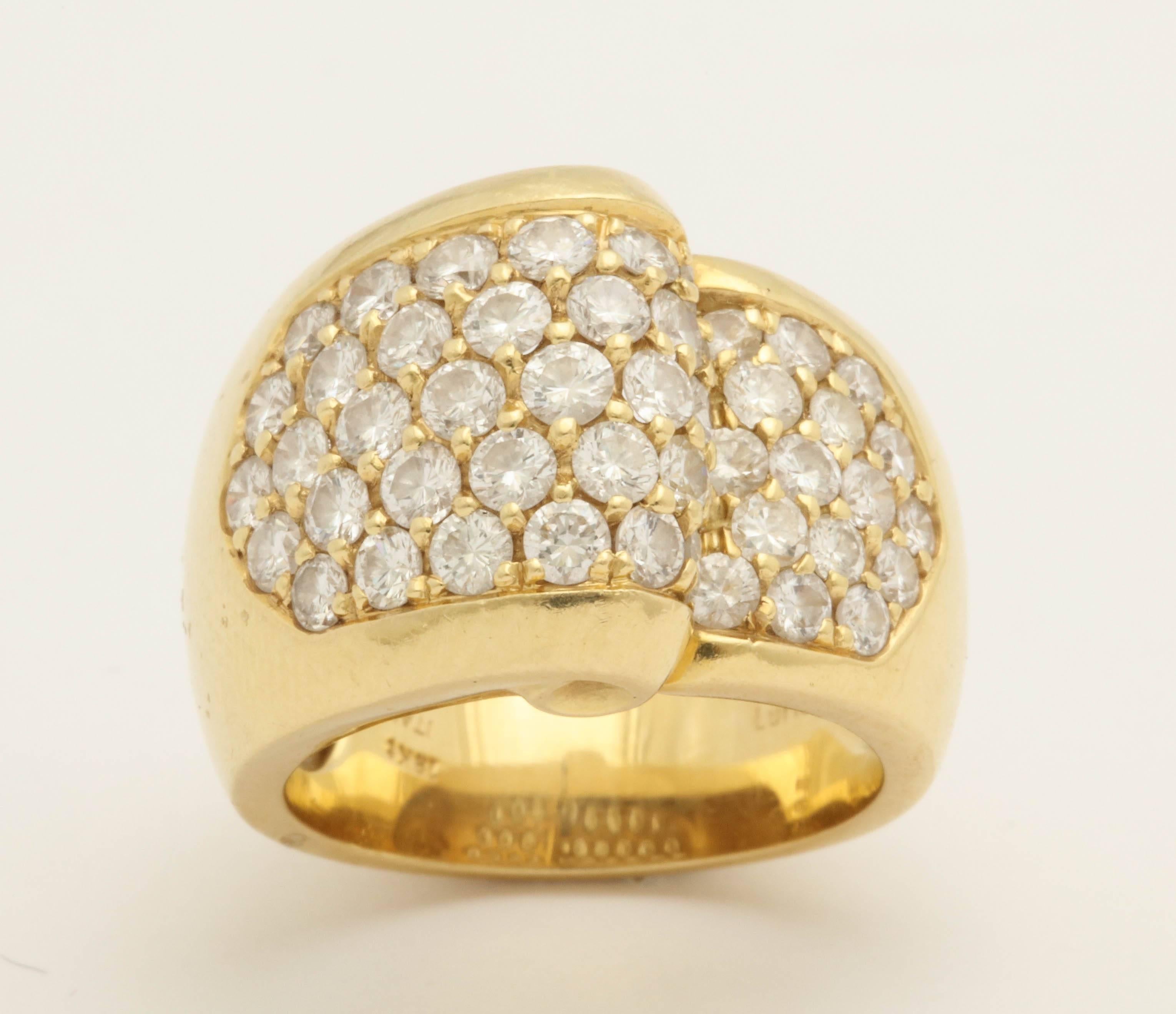 1980s Chic Architectural Diamond Gold Cocktail Ring 4