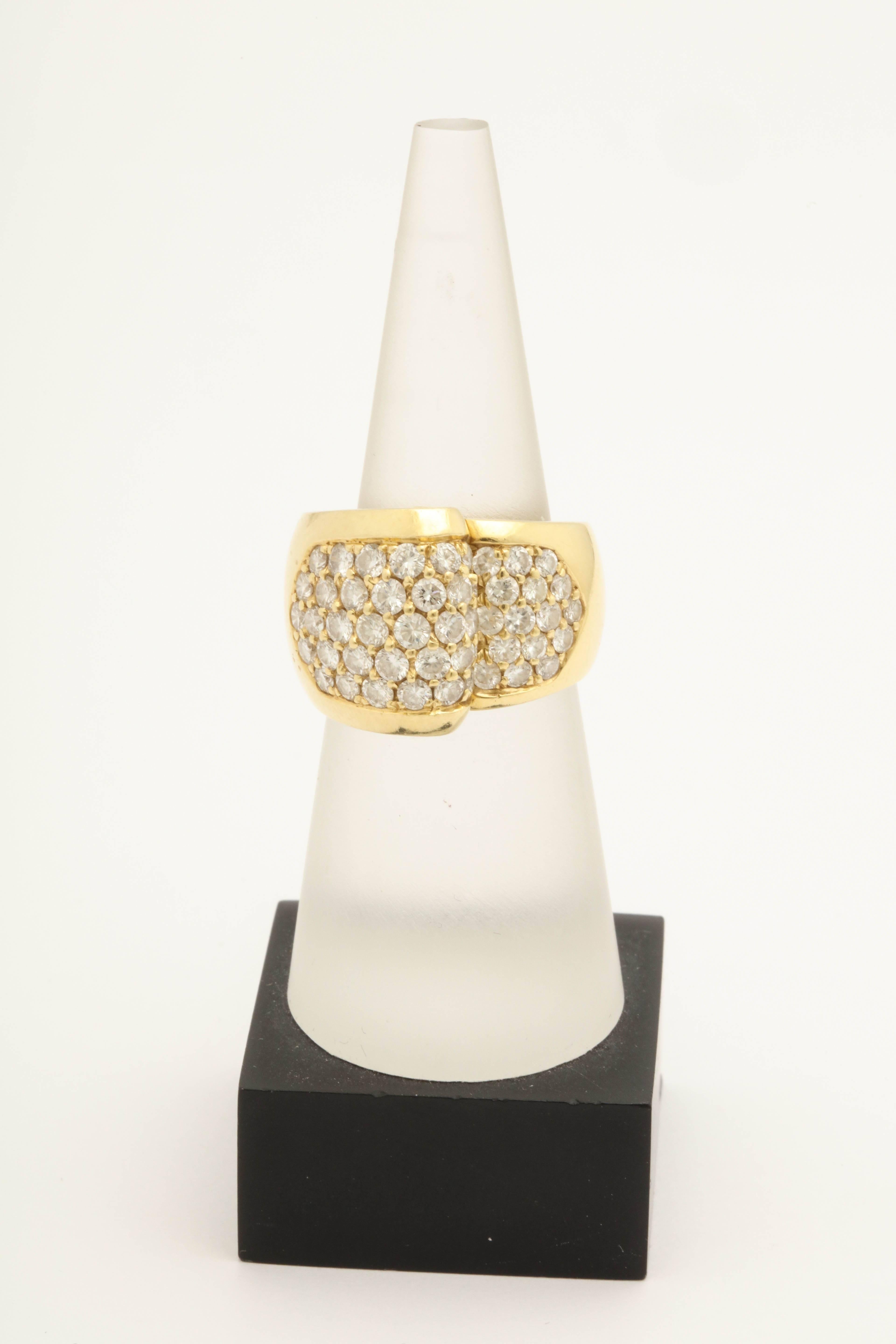 1980s Chic Architectural Diamond Gold Cocktail Ring 5