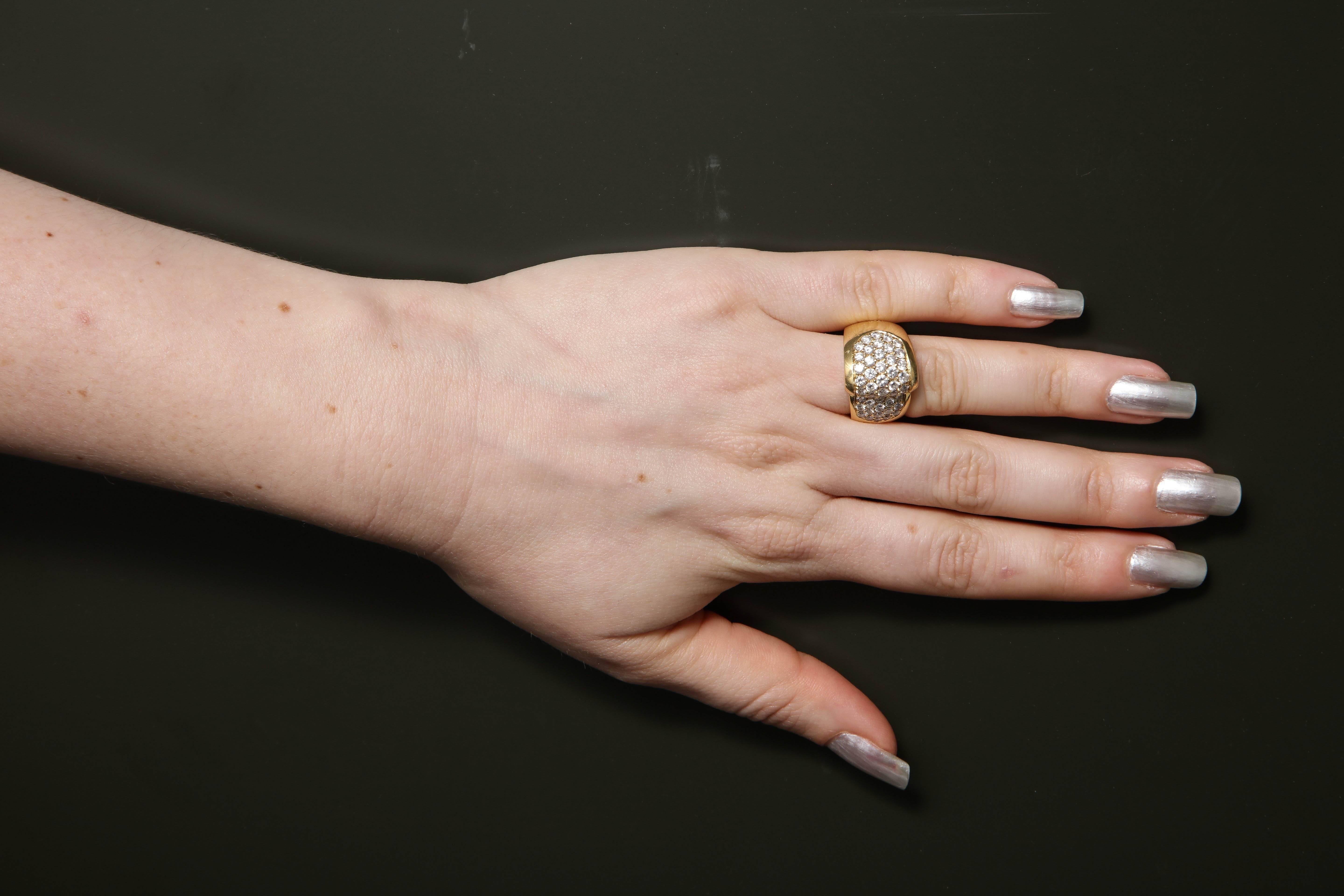 1980s Chic Architectural Diamond Gold Cocktail Ring 6
