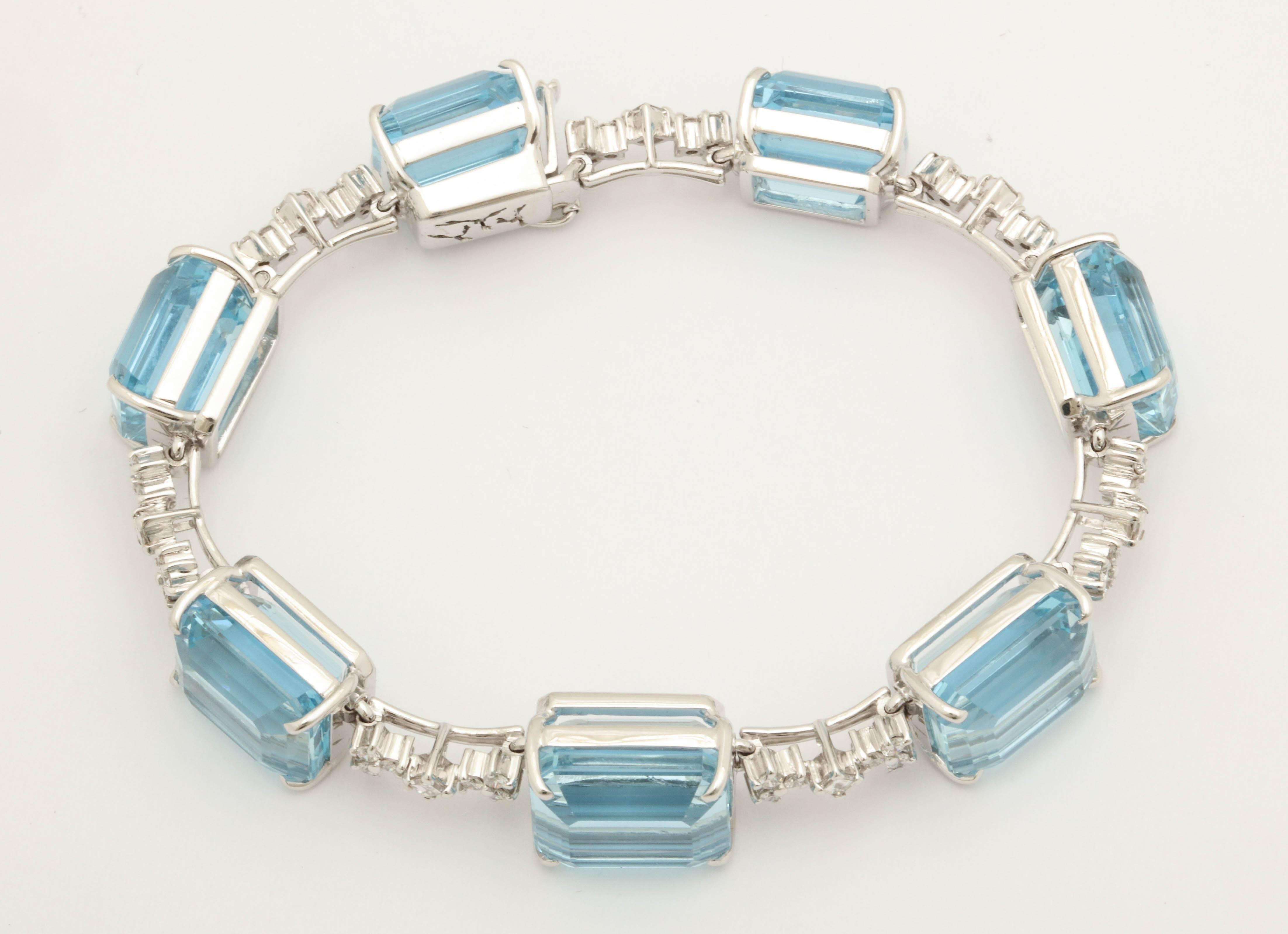 H.Stern Aquamarine Diamonds Flexible White Gold Straightline Bracelet 4