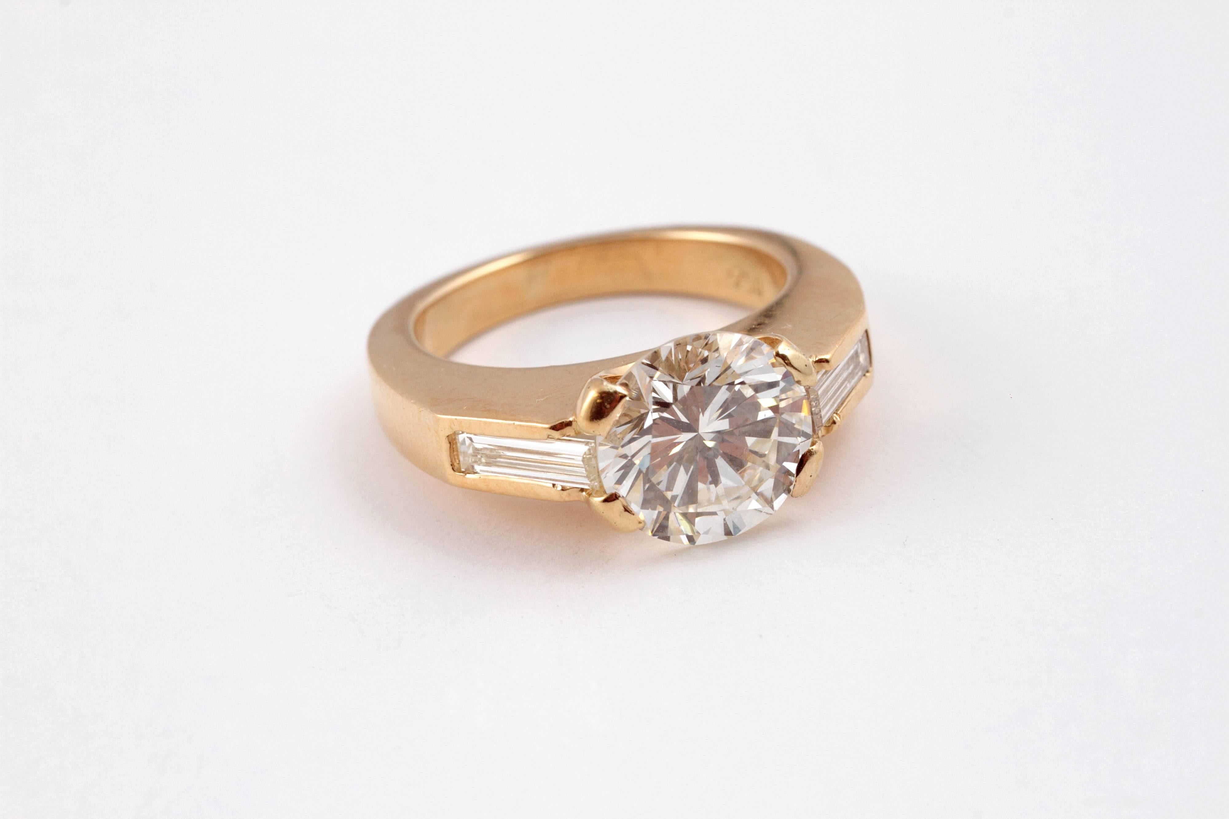 3.11 Carat Diamond Yellow Gold Ring 4