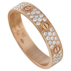 Cartier LOVE 18K Rose Gold Diamond Pave Ring