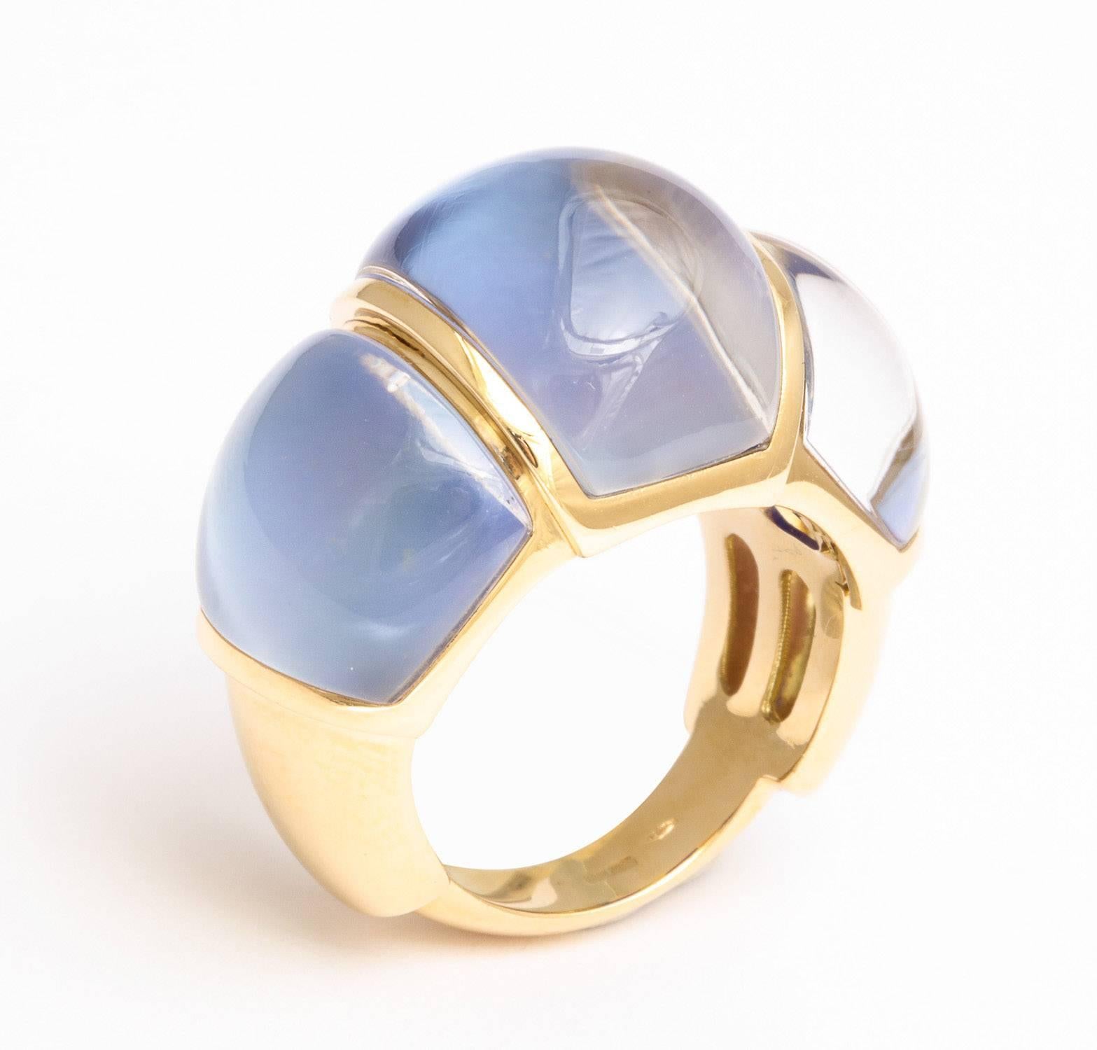  Lapis and Rock Crystal Gold Ring For Sale 1