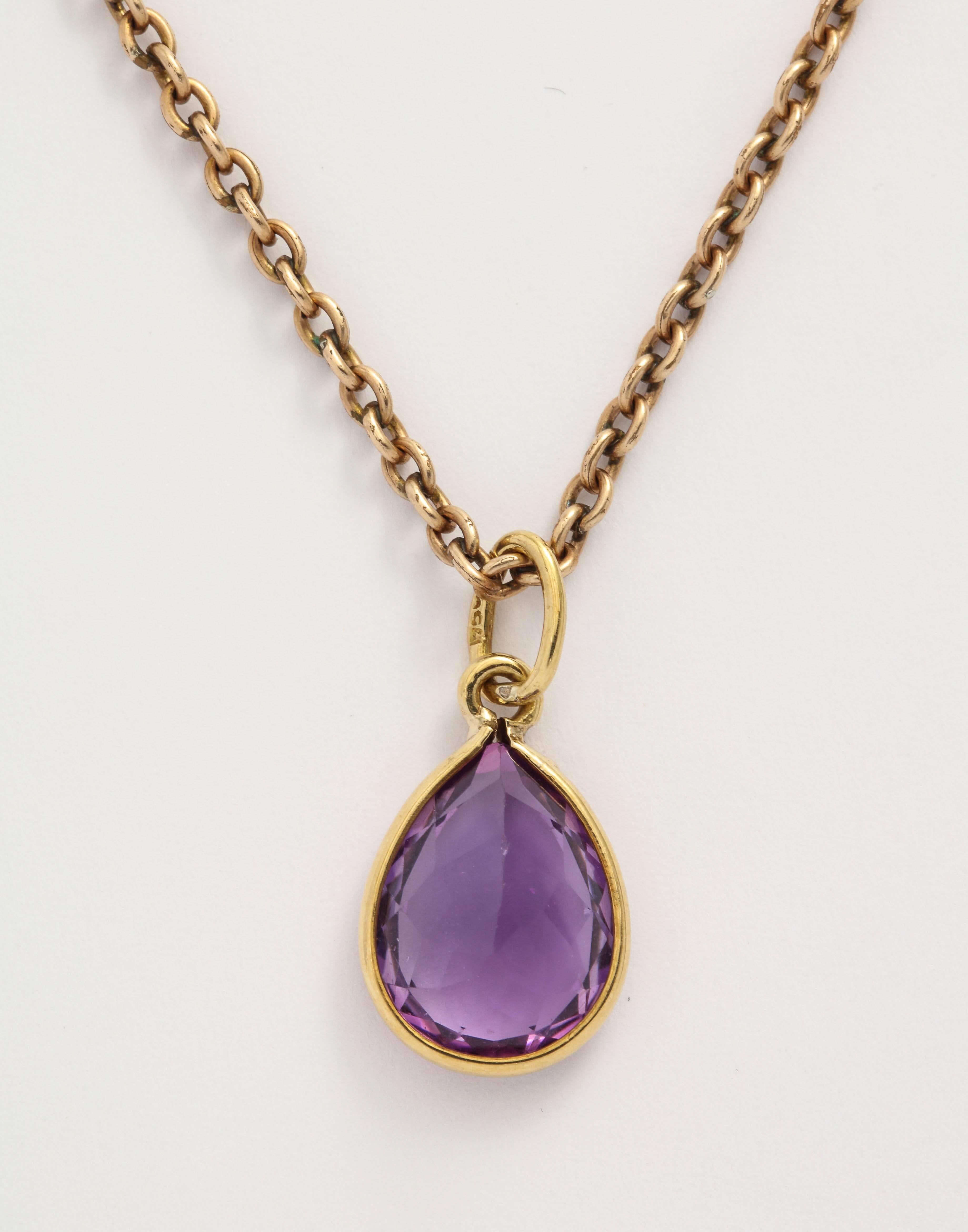 Modern Faceted Amethyst 18k Gold Pendant, 20th century  