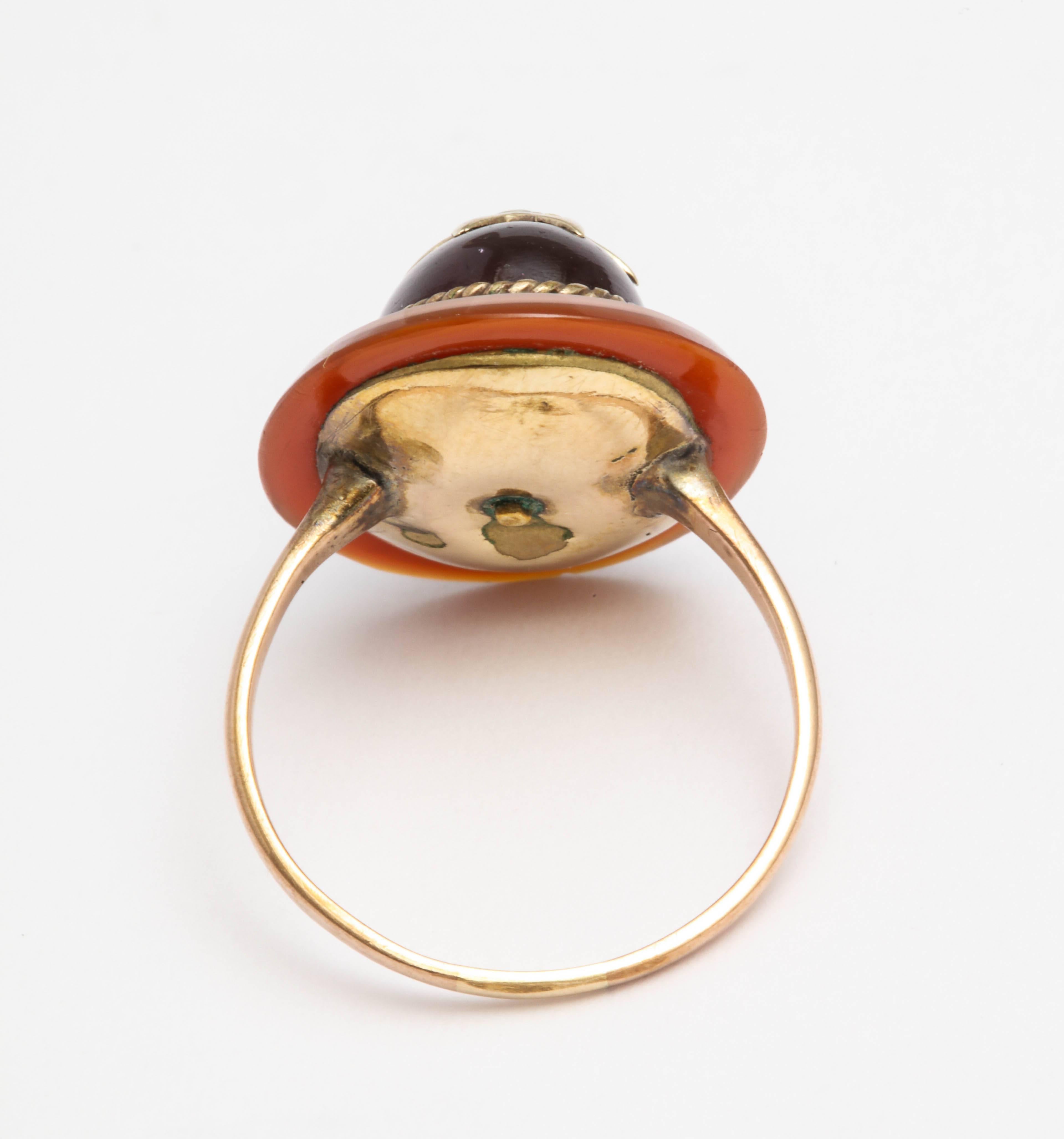 Victorian Garnet and Agate Shooting Star Ring, circa 1890 In Good Condition In St. Catharines, ON