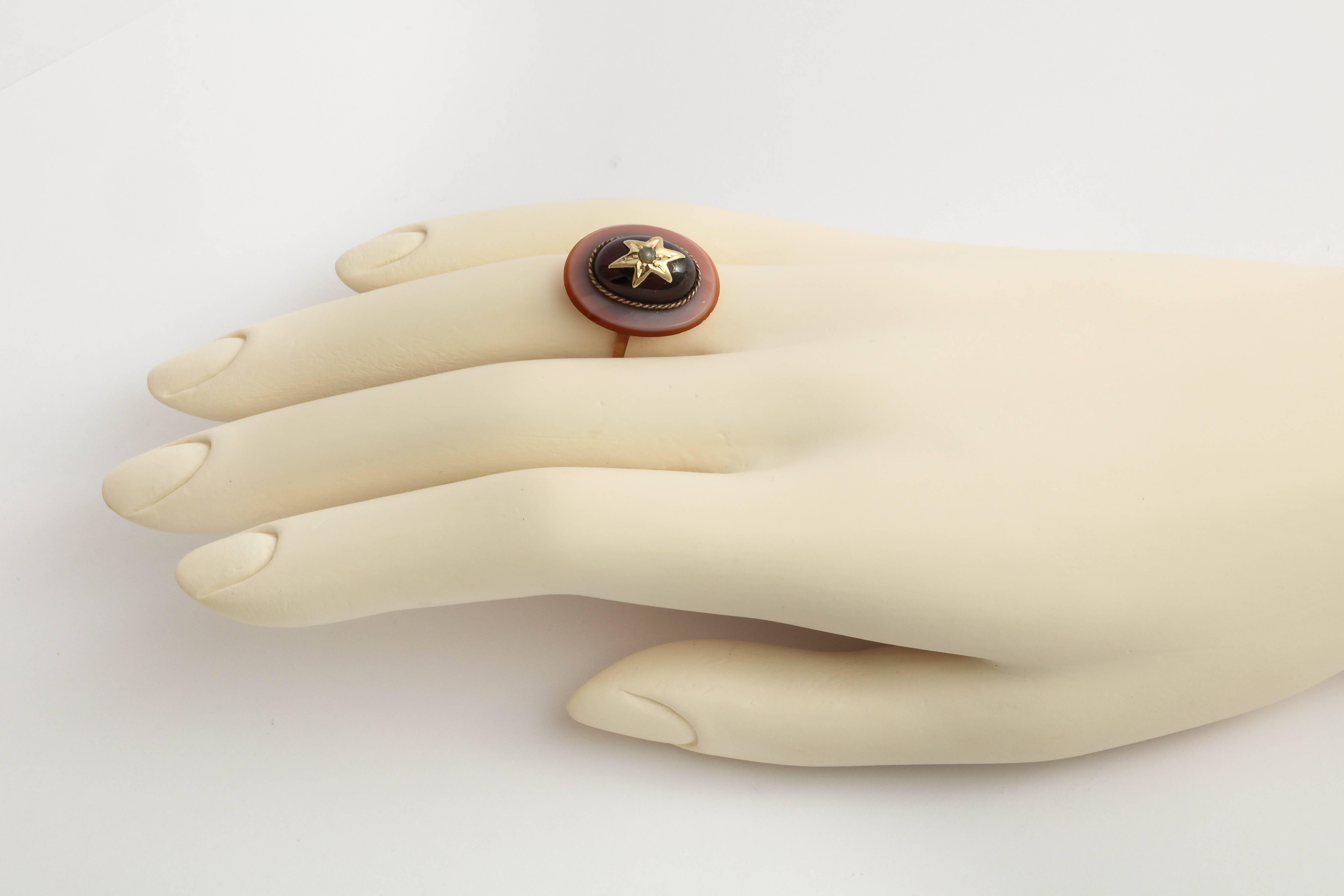 Victorian Garnet and Agate Shooting Star Ring, circa 1890 3