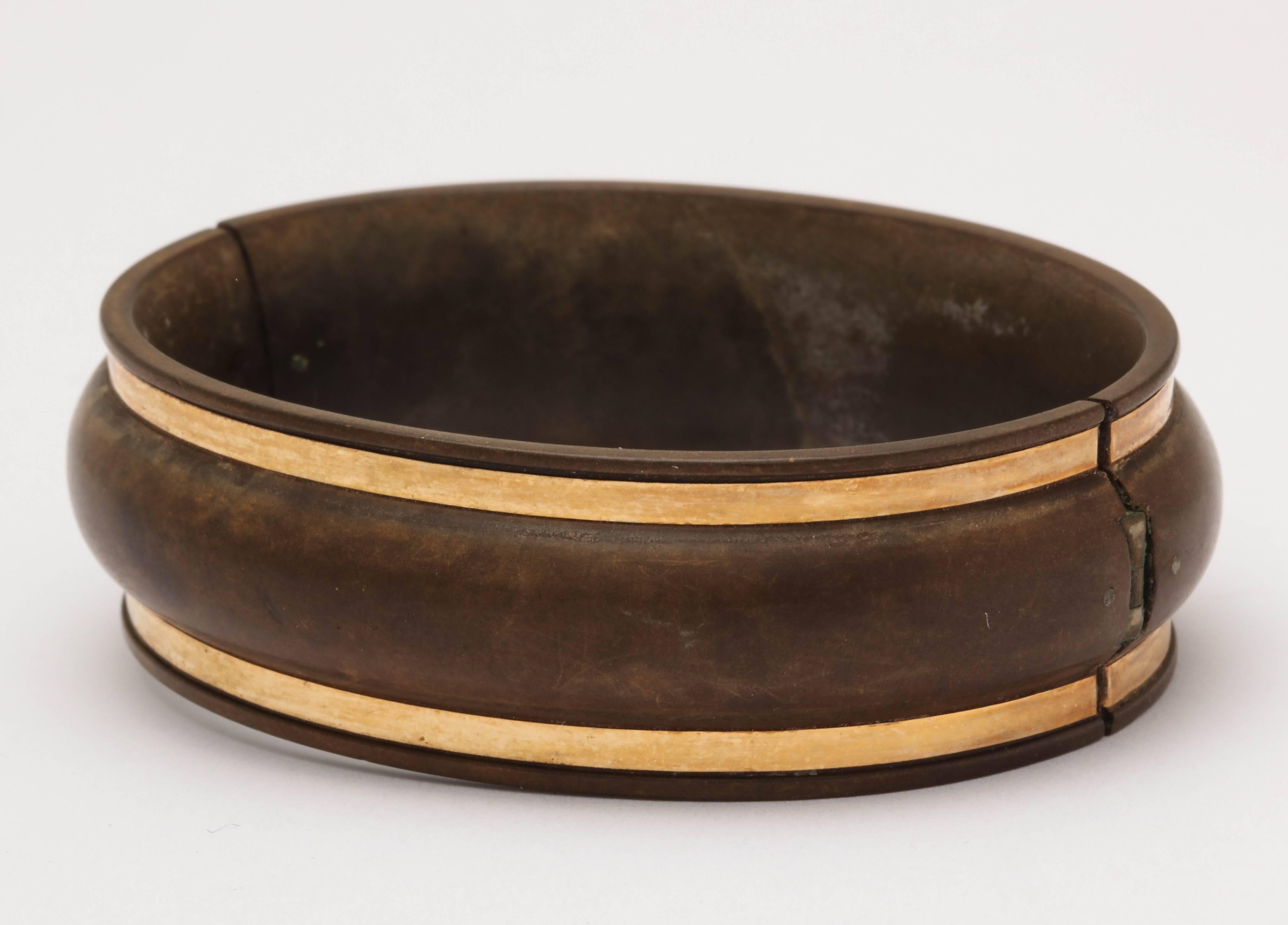 Victorian Gutta-Percha and Yellow Gold Bracelet For Sale