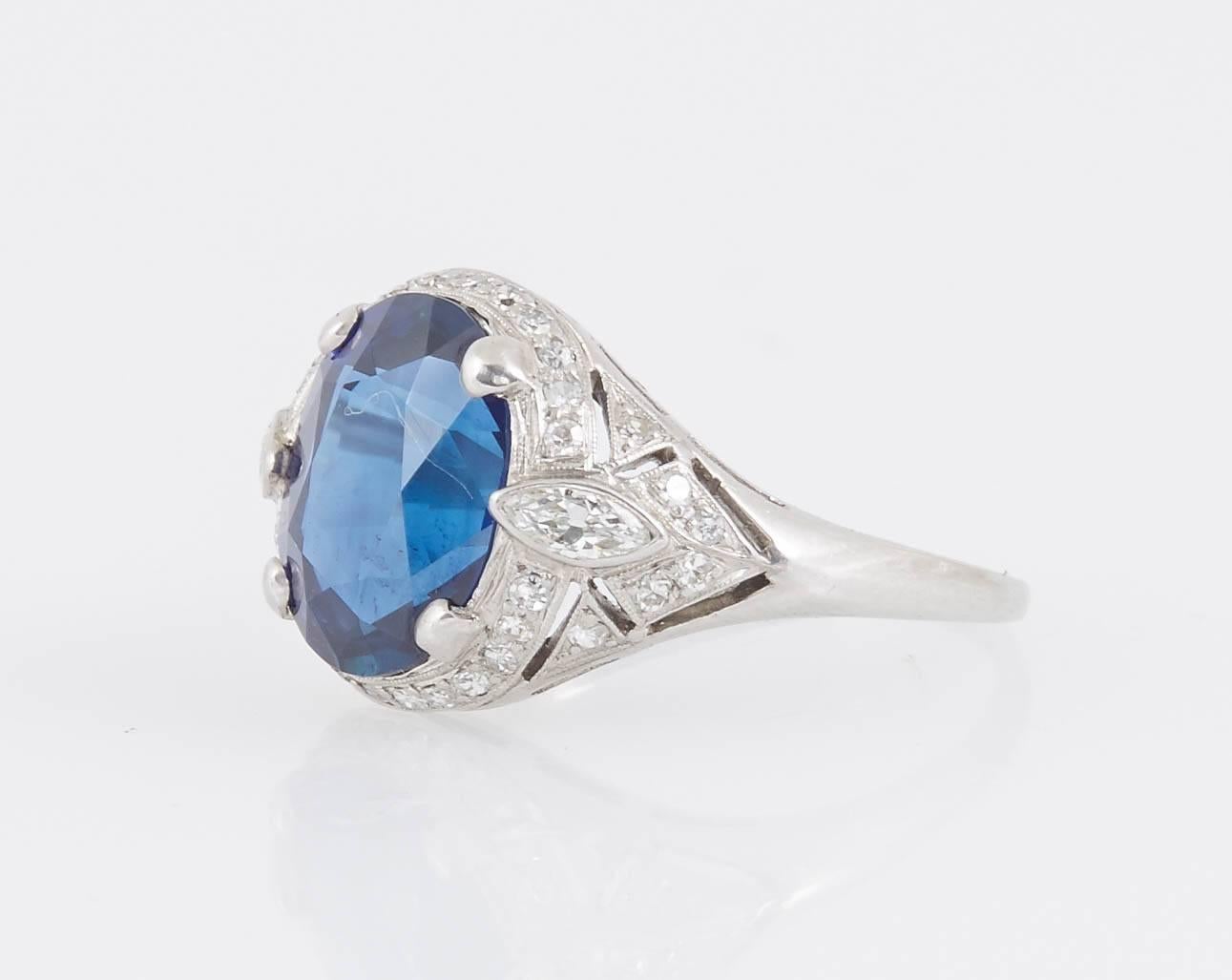 Women's AGL Certified 5.19 Carat Burma Sapphire Diamond Ring