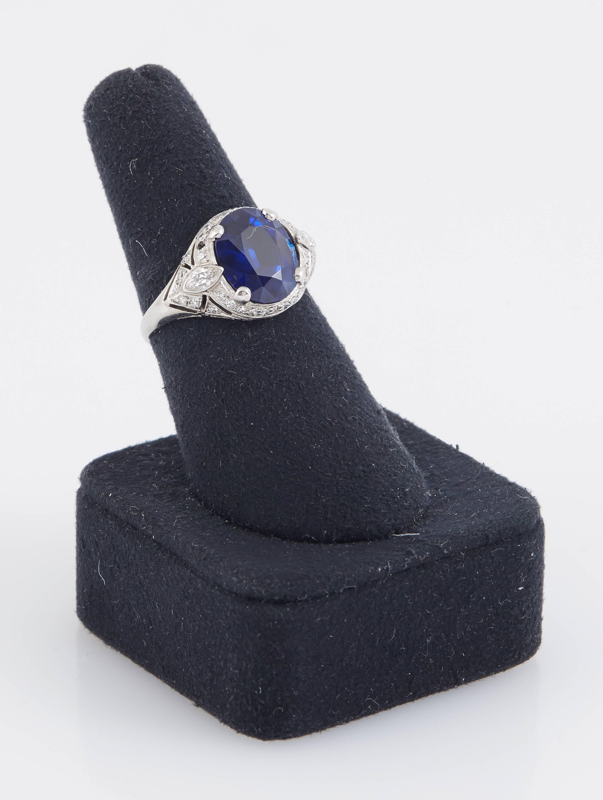 AGL Certified 5.19 Carat Burma Sapphire Diamond Ring 1