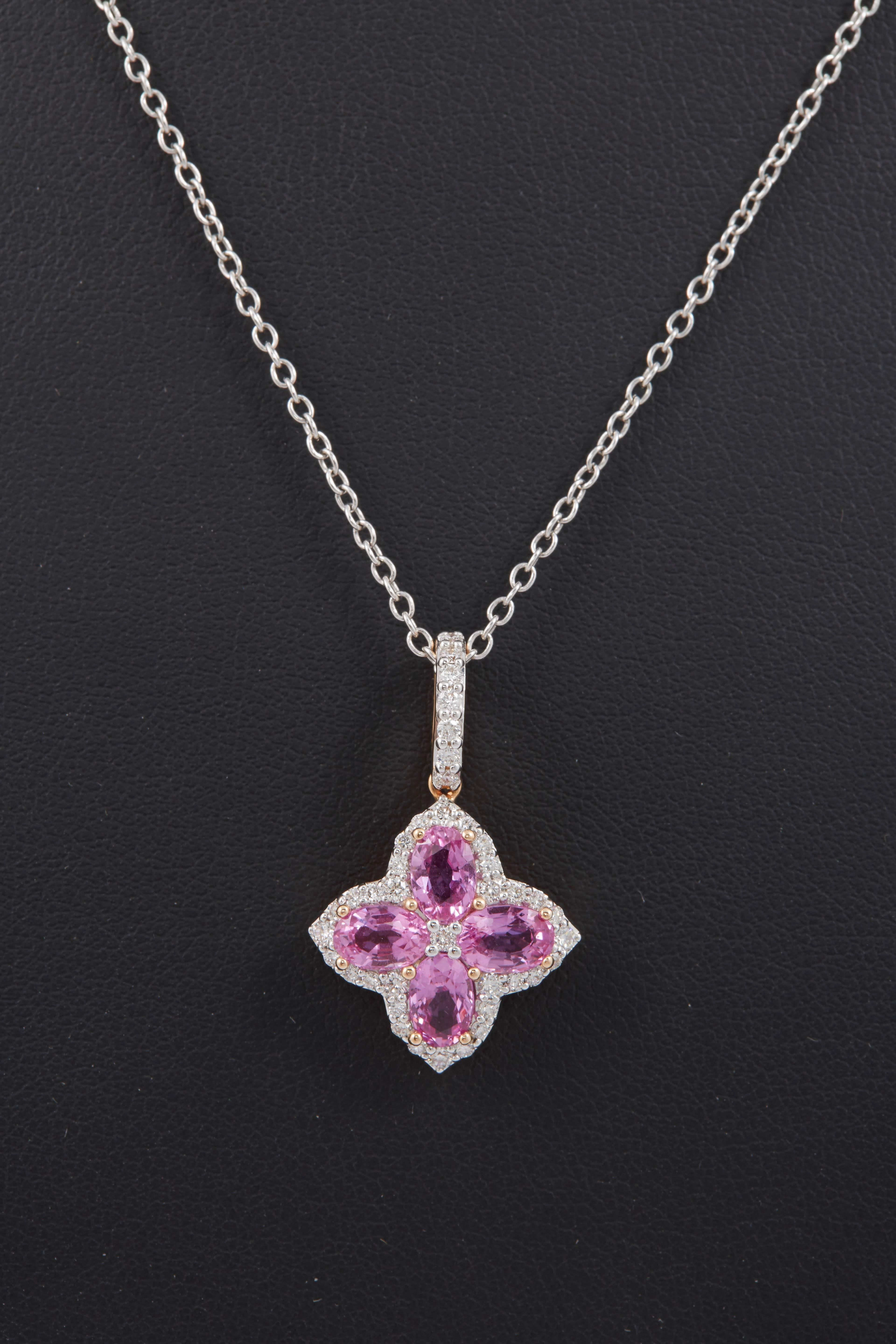 Women's Pink Sapphire Diamond Rose Gold Pendant