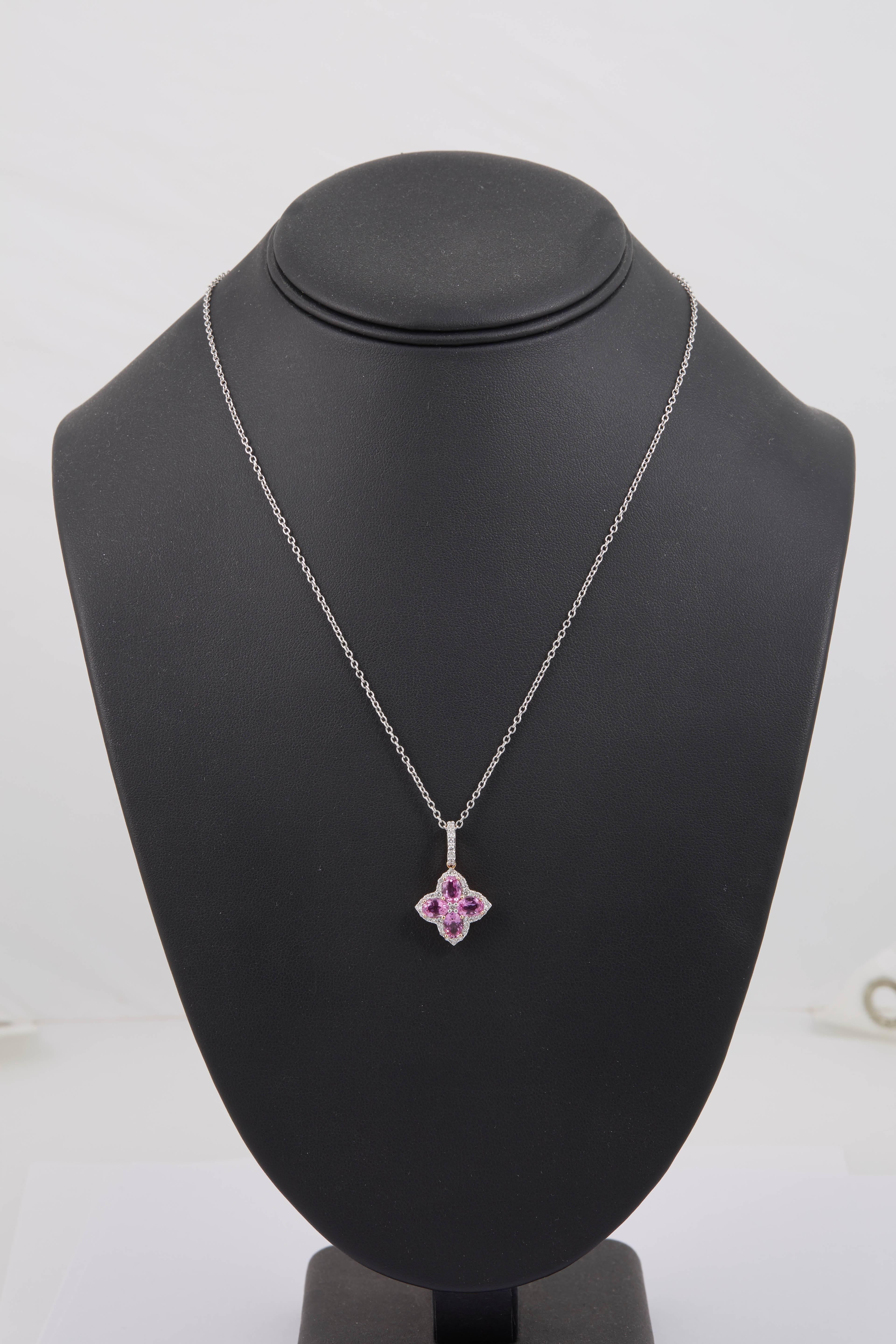 Pink Sapphire Diamond Rose Gold Pendant 2