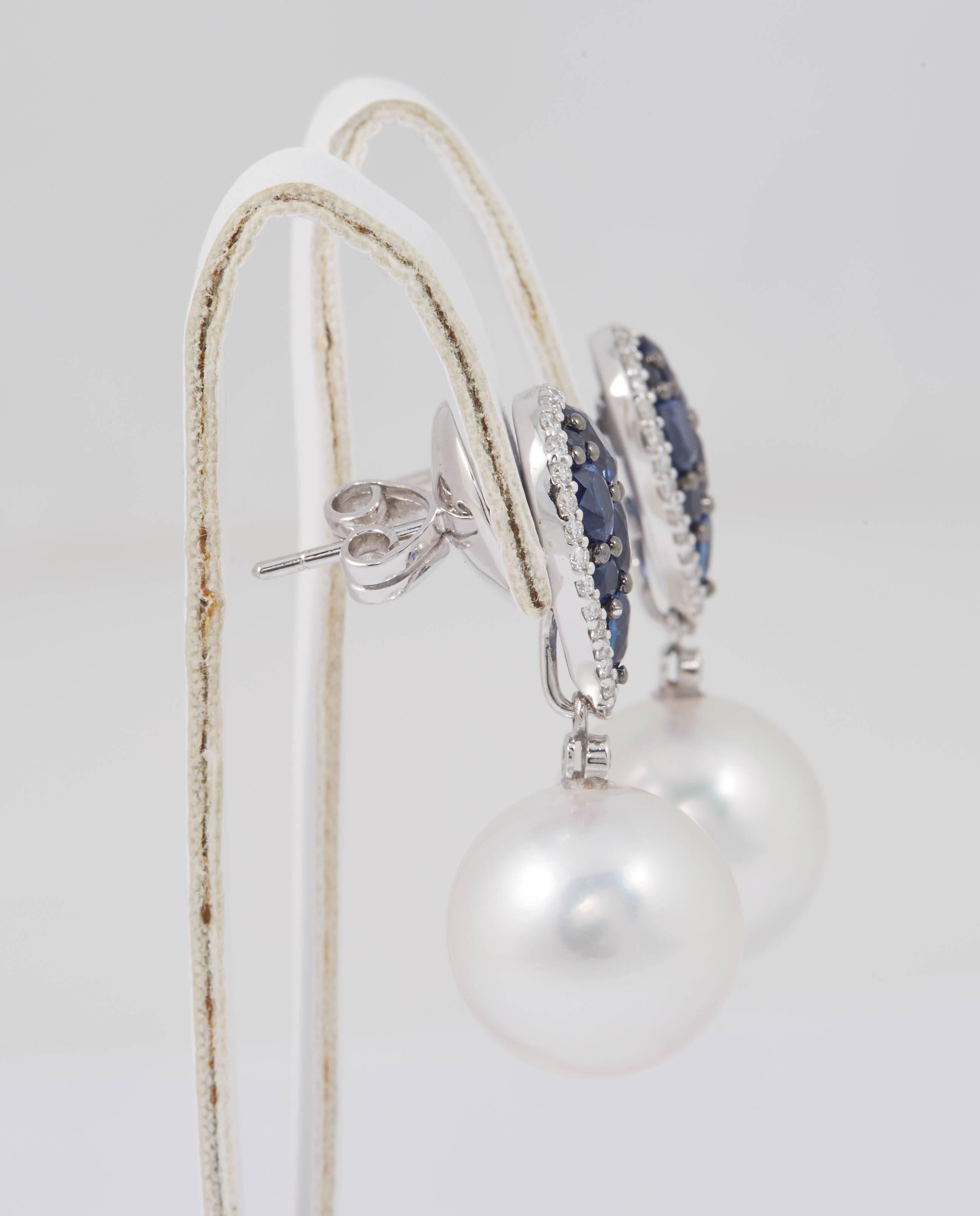 pearl cluster dangle earrings