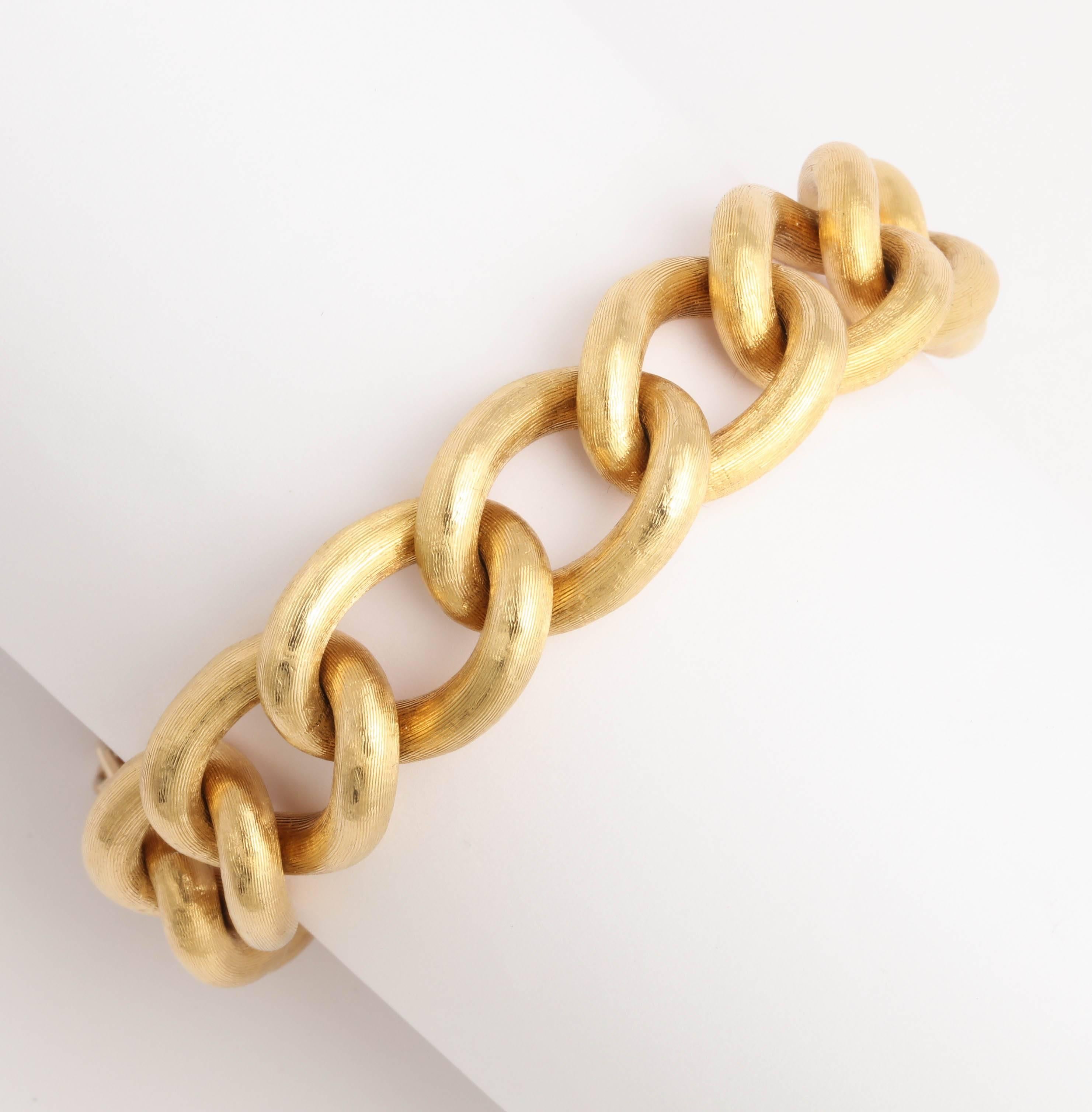 Contemporary Italian Brushed Gold Cable Link Bracelet