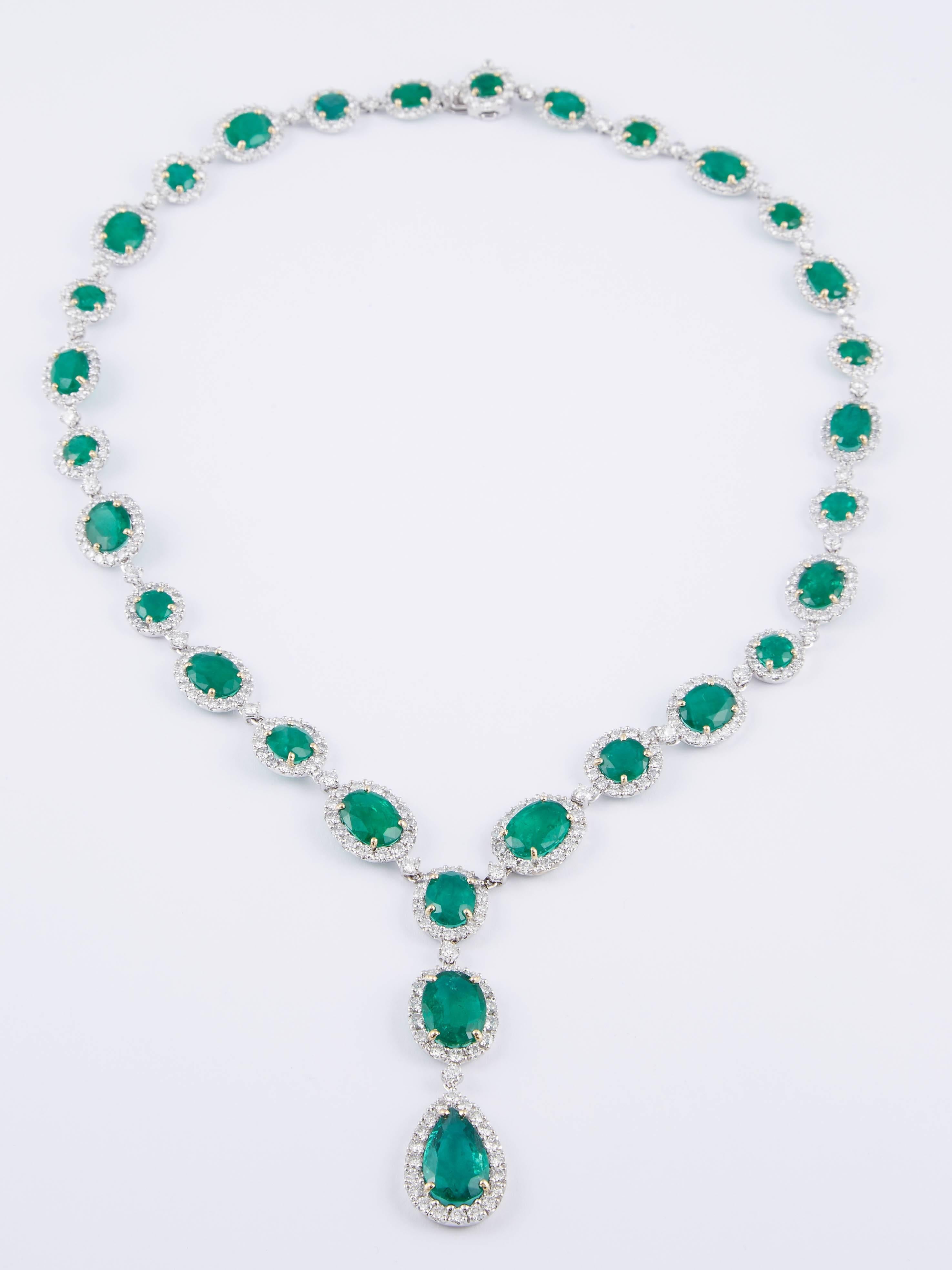 Emerald Diamond White Gold Necklace 1