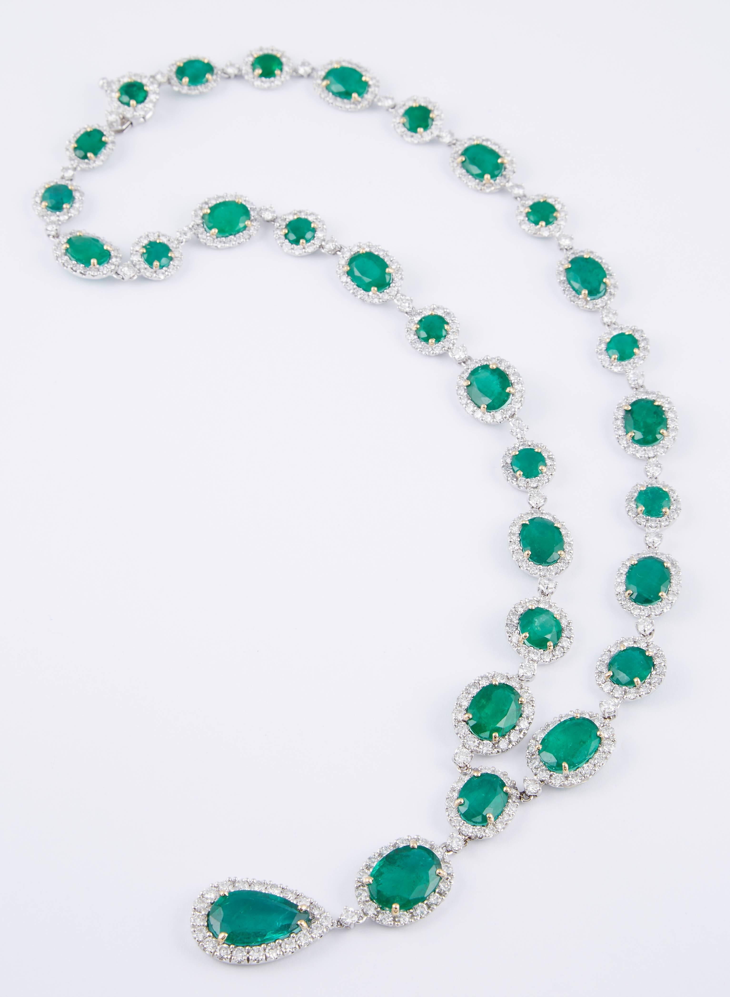 Emerald Diamond White Gold Necklace 2