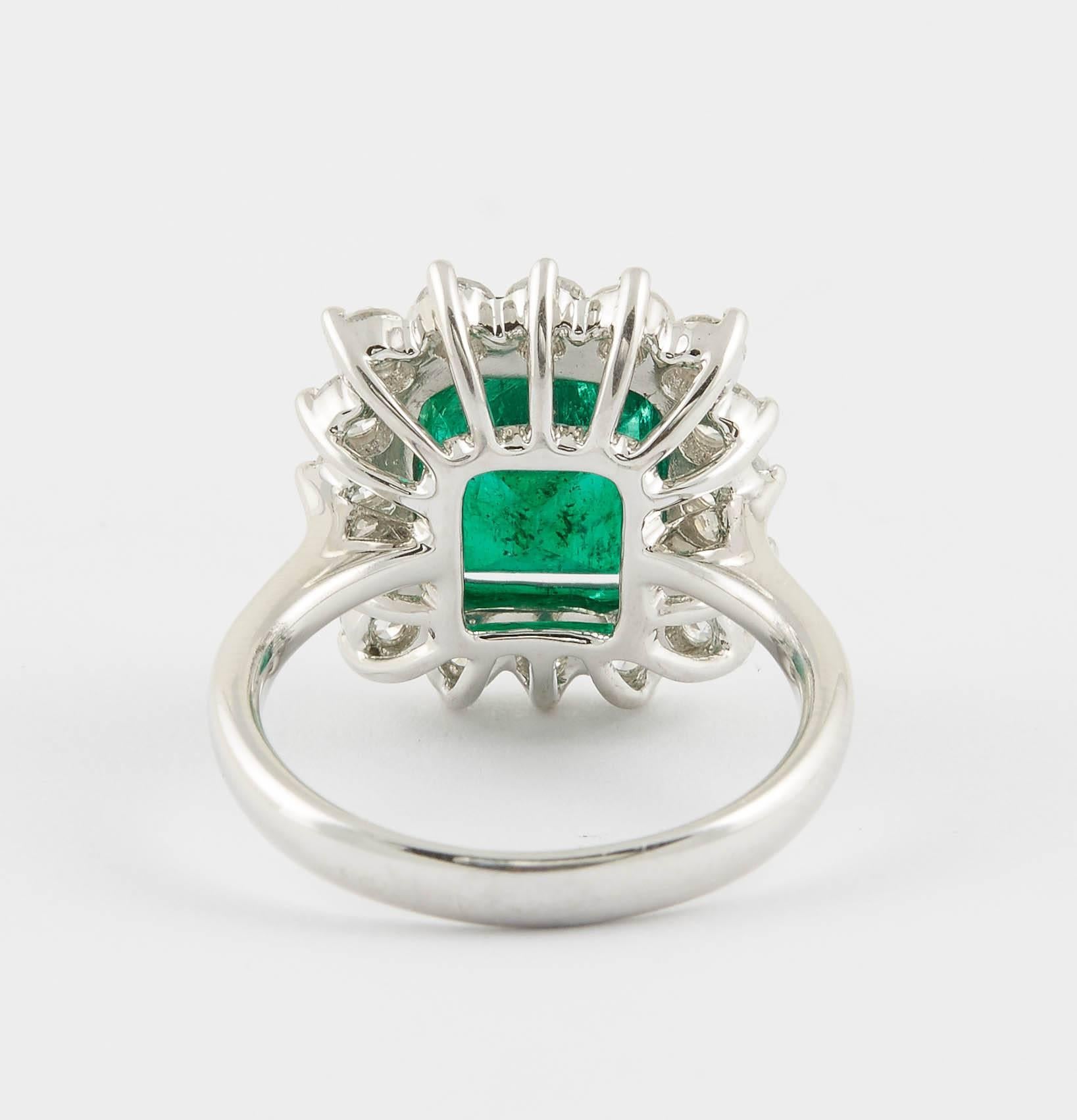 Green Emerald and Diamond Cocktail Ring 1