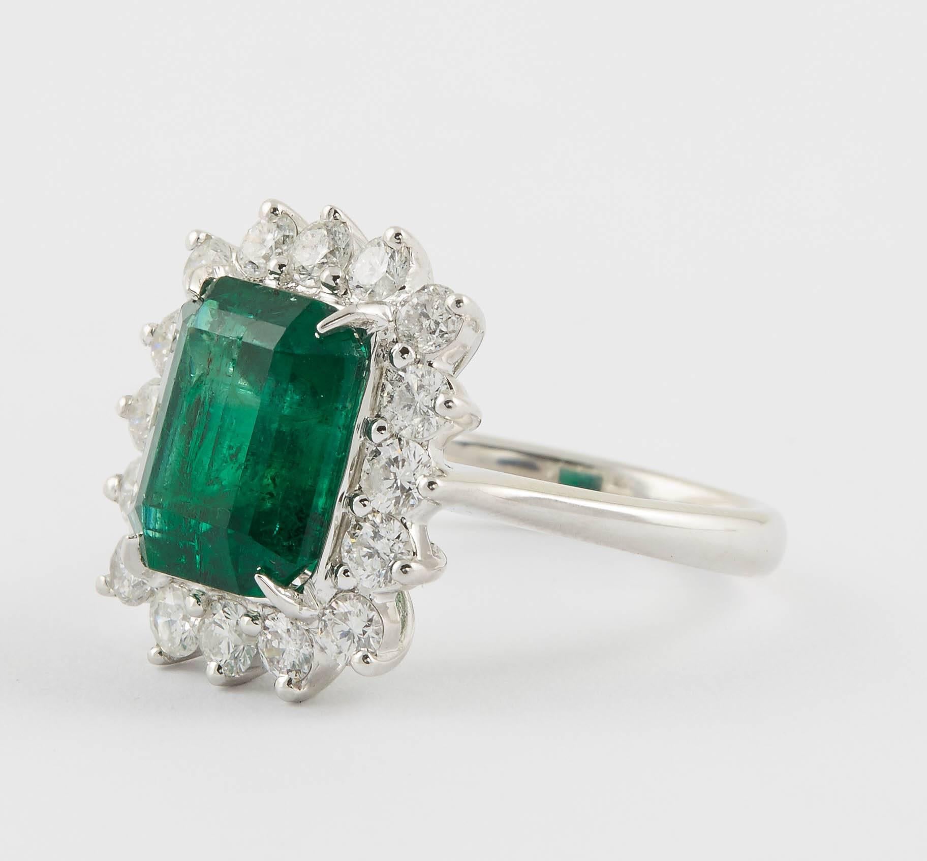 Green Emerald and Diamond Cocktail Ring 2